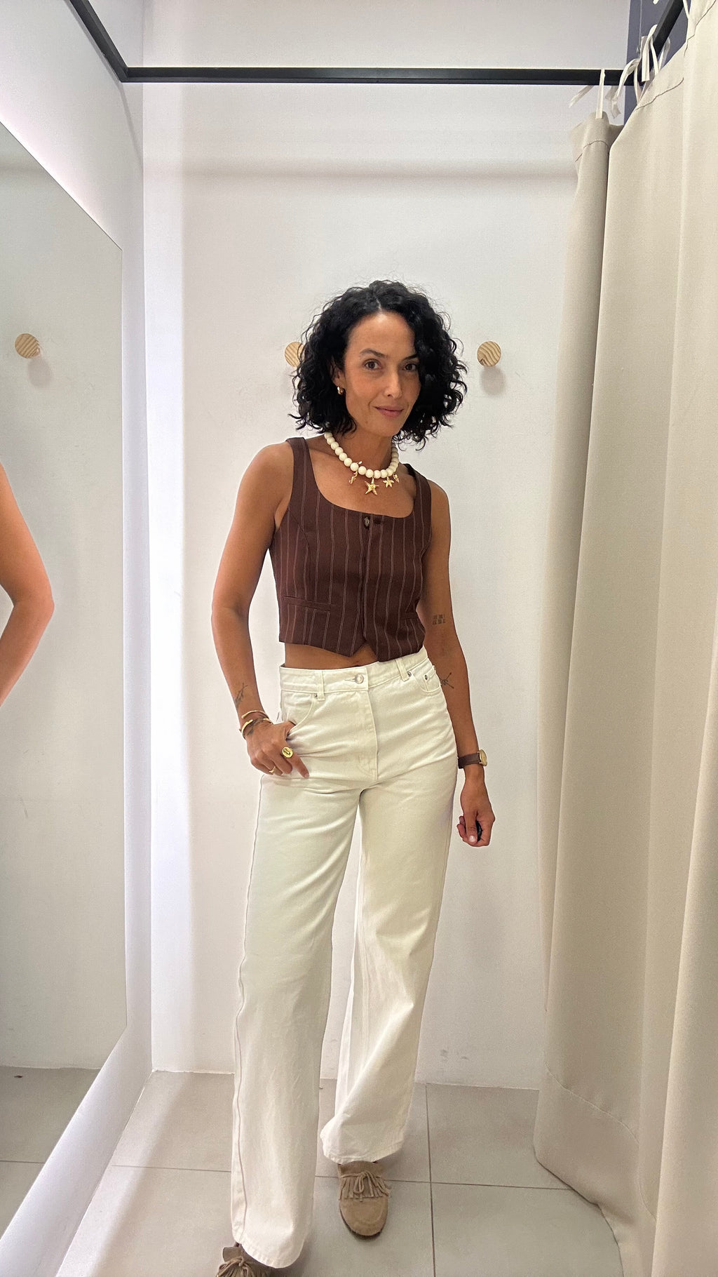 Calça Jeans Branca Reta