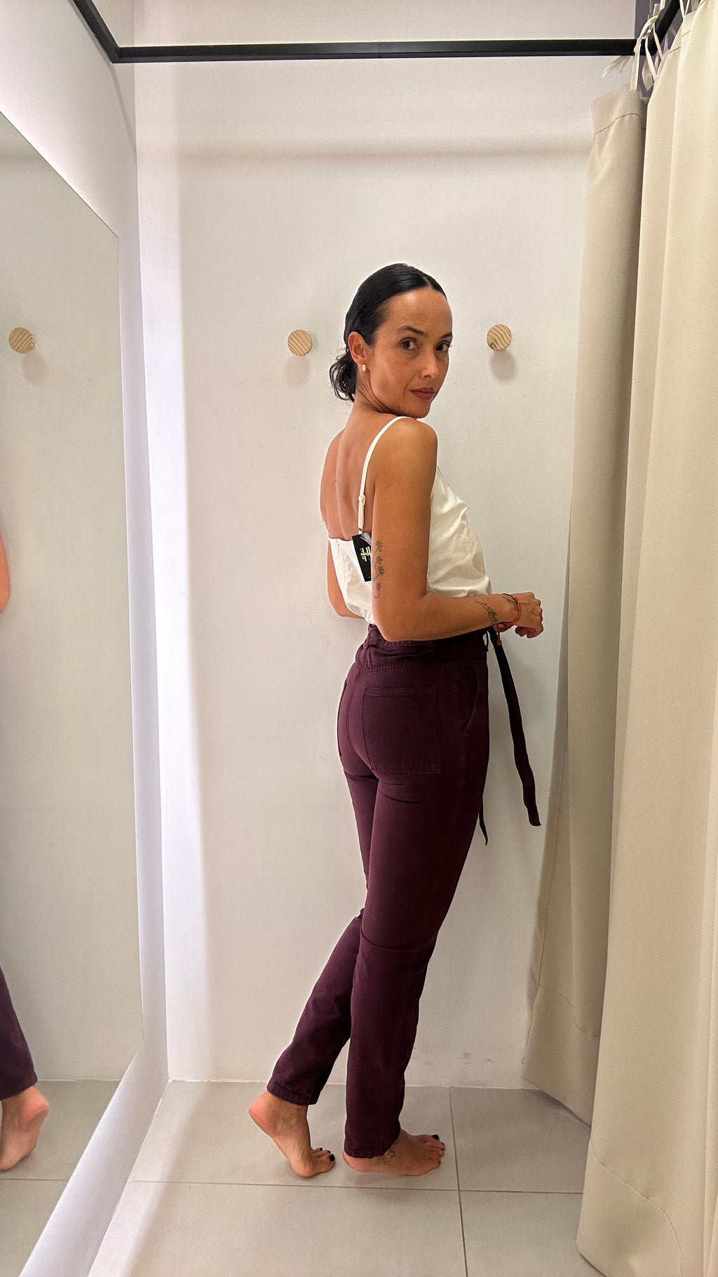 Calça Denim Bordô