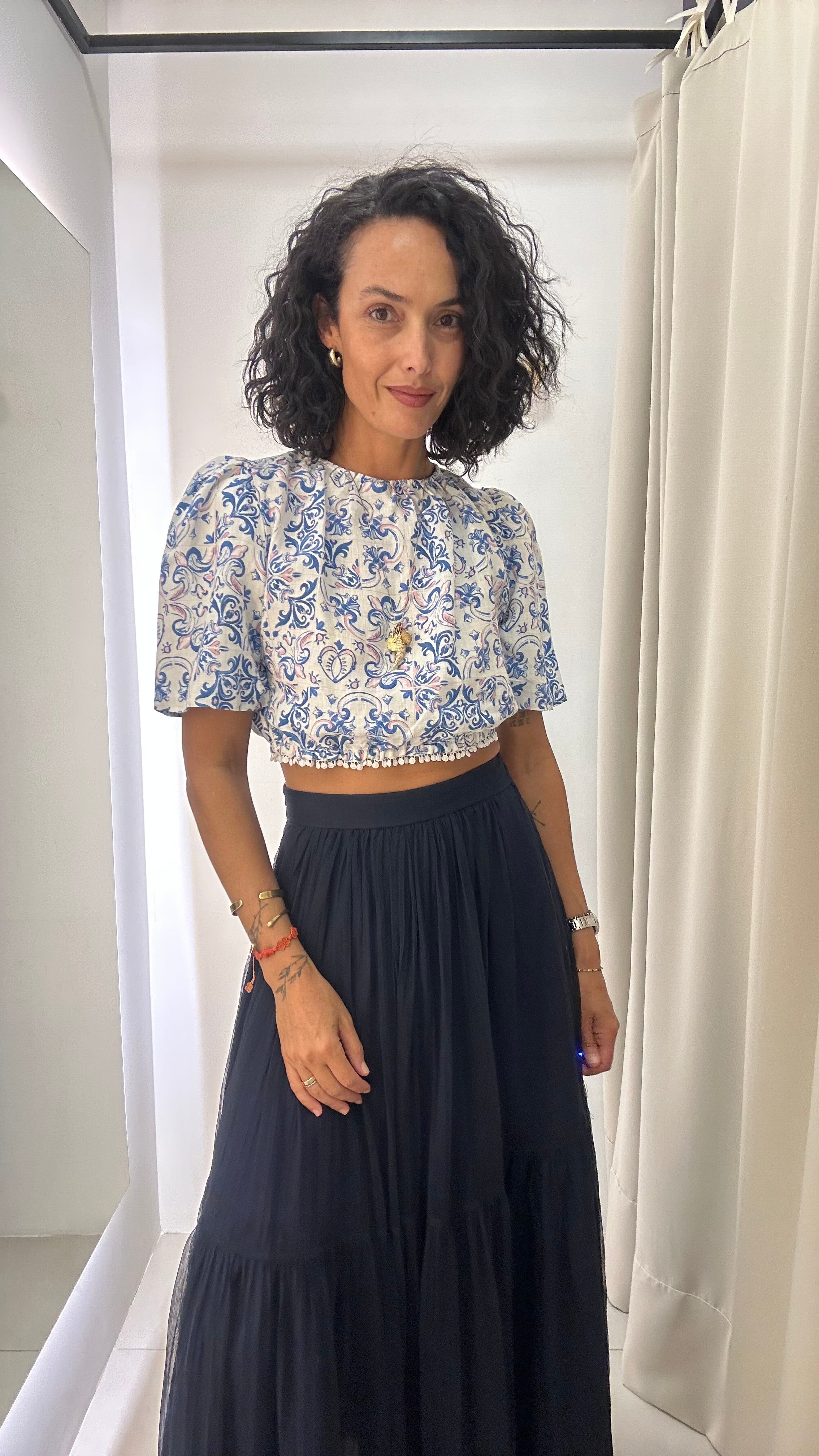 Blusa Cropped Estampada Mixed