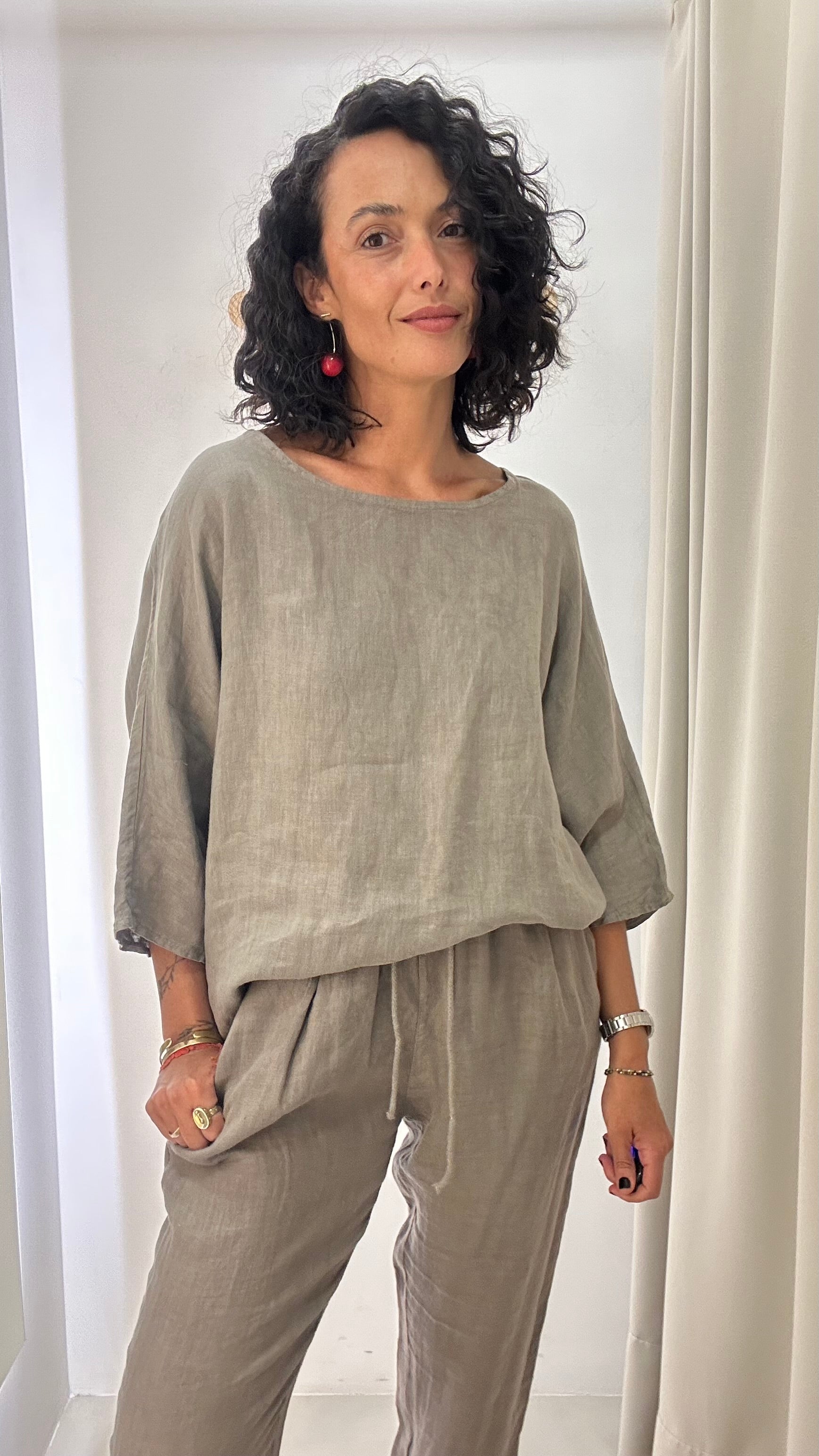 Conjunto de Linho Cinza