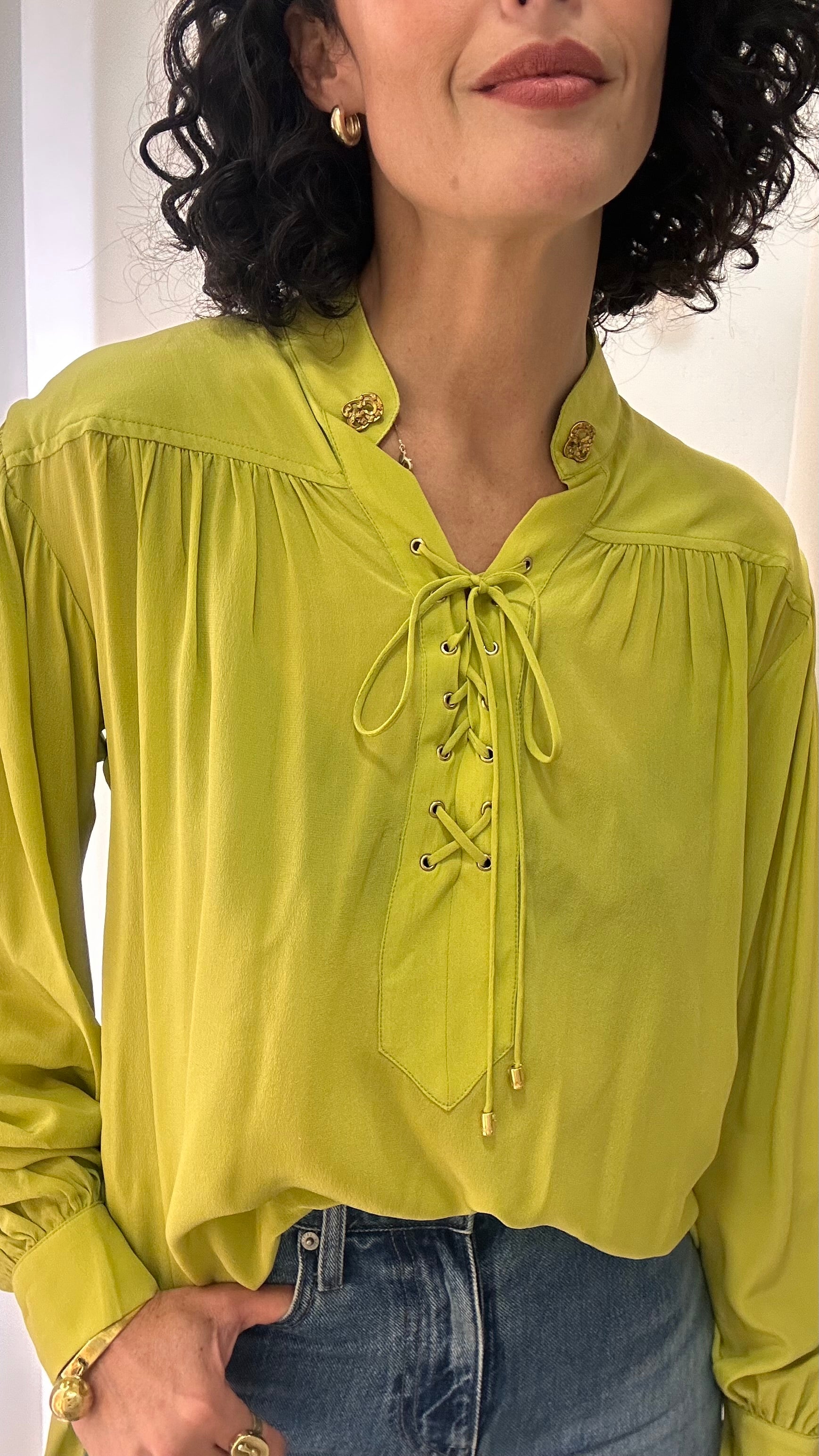 Camisa Verde Seda D-Gaia