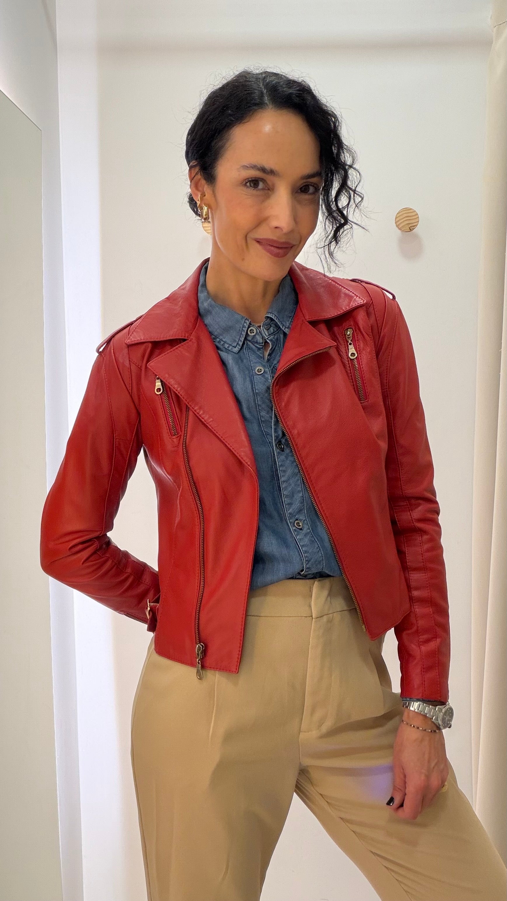Jaqueta de Couro Vermelho