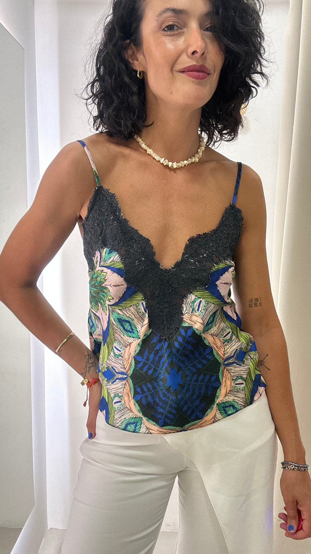 Regata Estampada com Renda