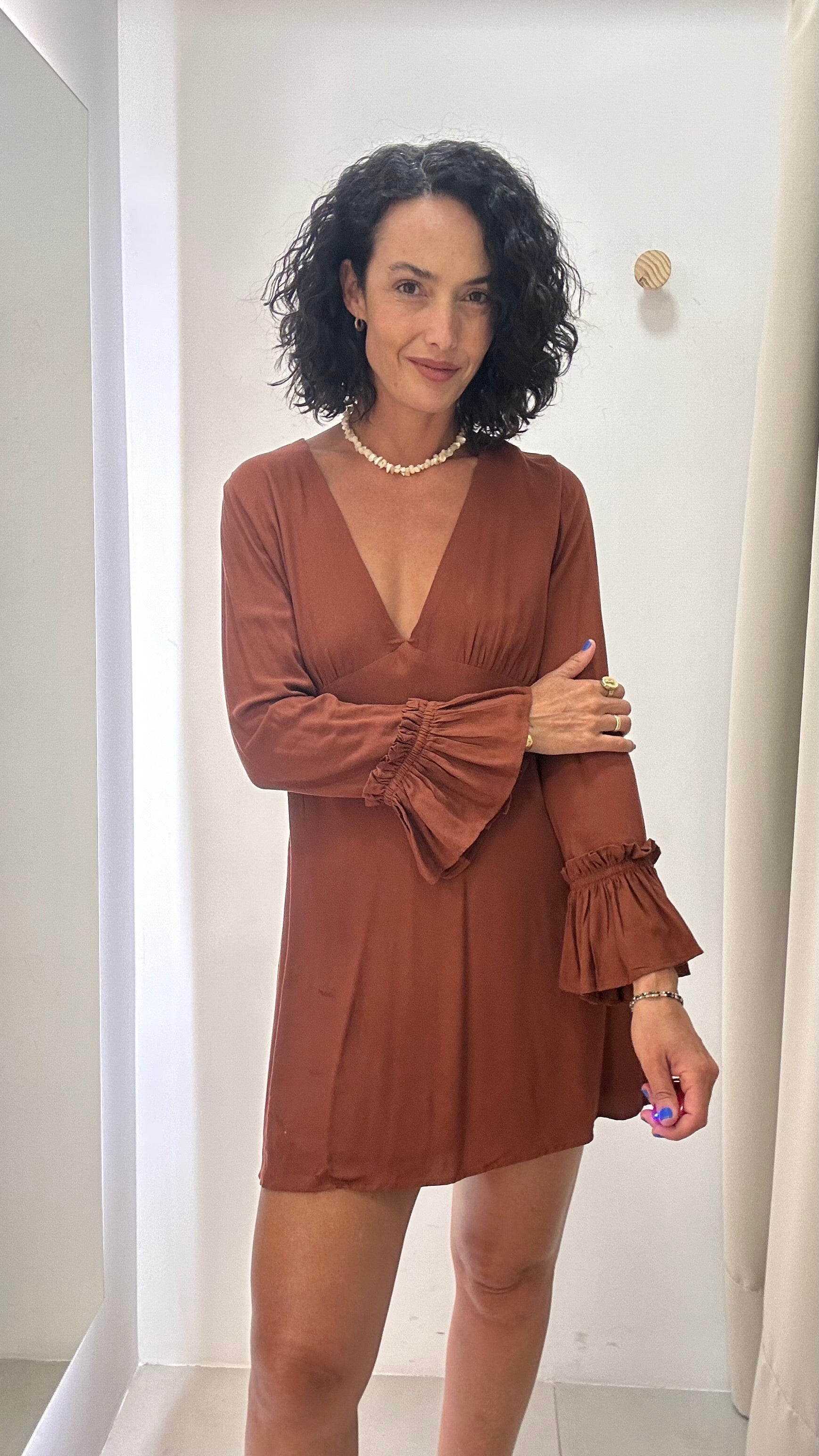 Vestido Manga Longa Terracota