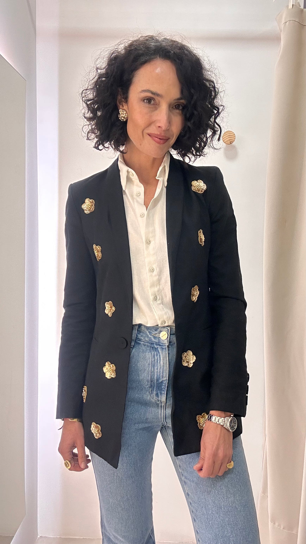 Blazer linho bordado Ninatton