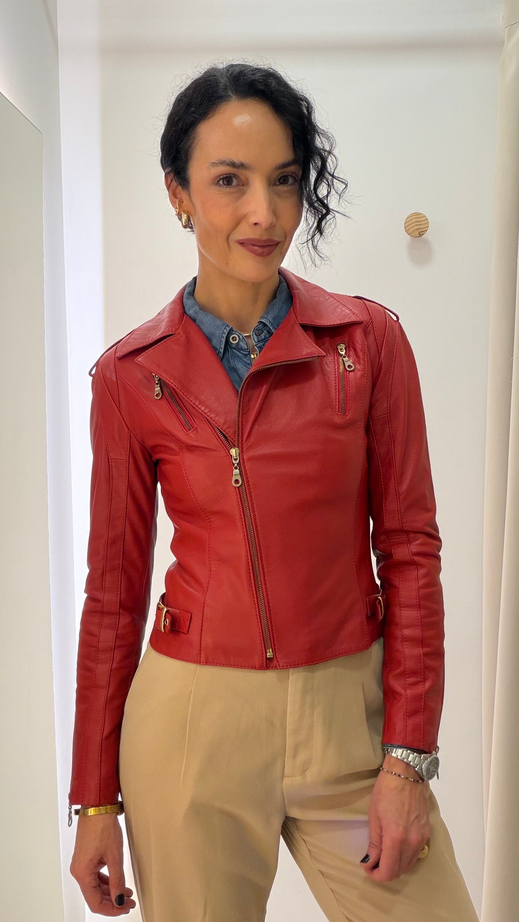 Jaqueta de Couro Vermelho