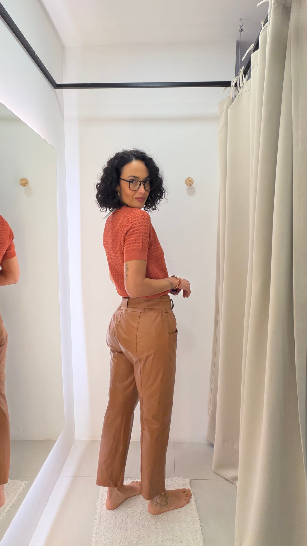 Calça de Couro Caramelo Brooksfield