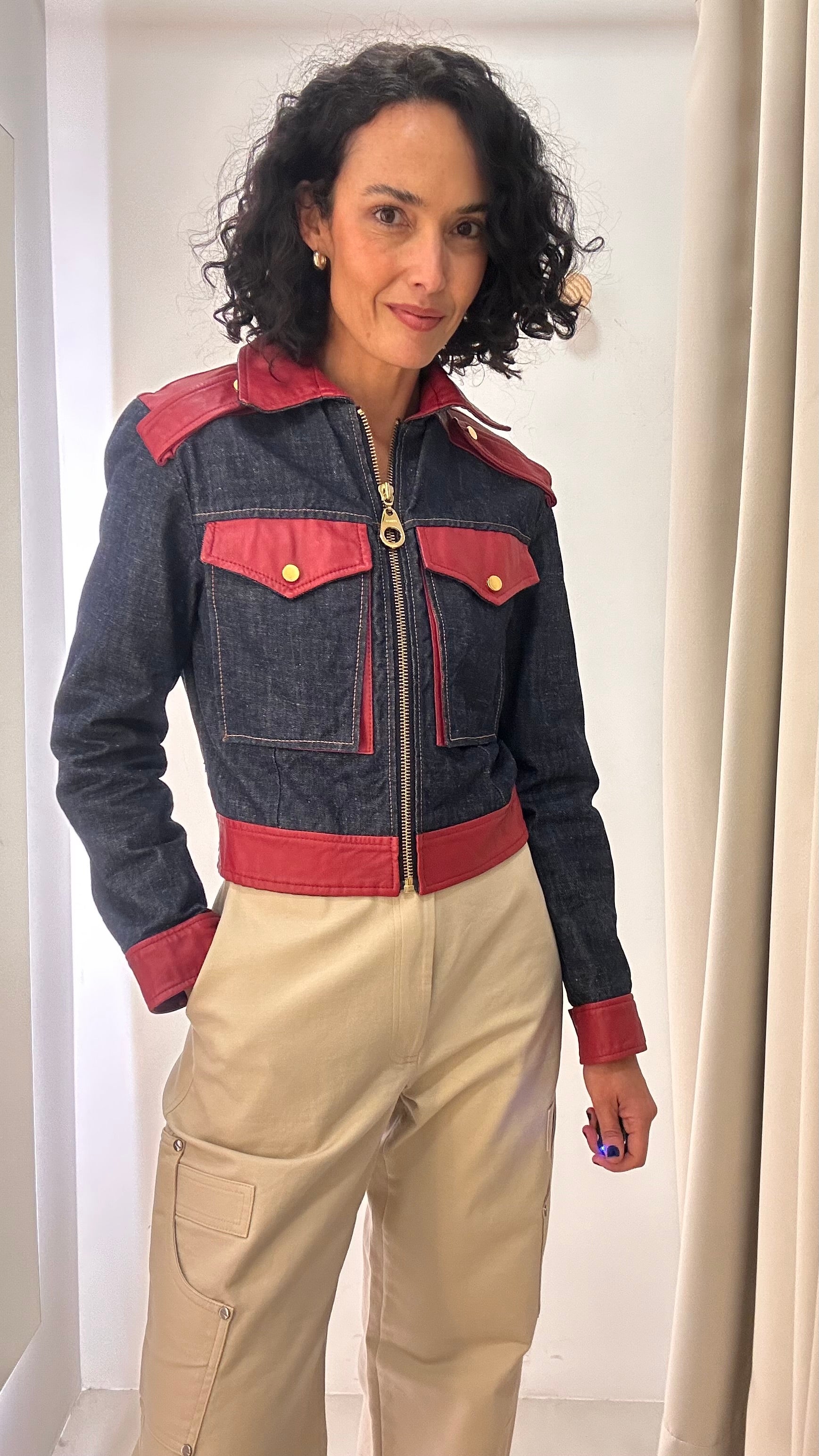 Jaqueta jeans e couro Animale