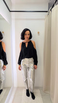 Calça de Couro Prata