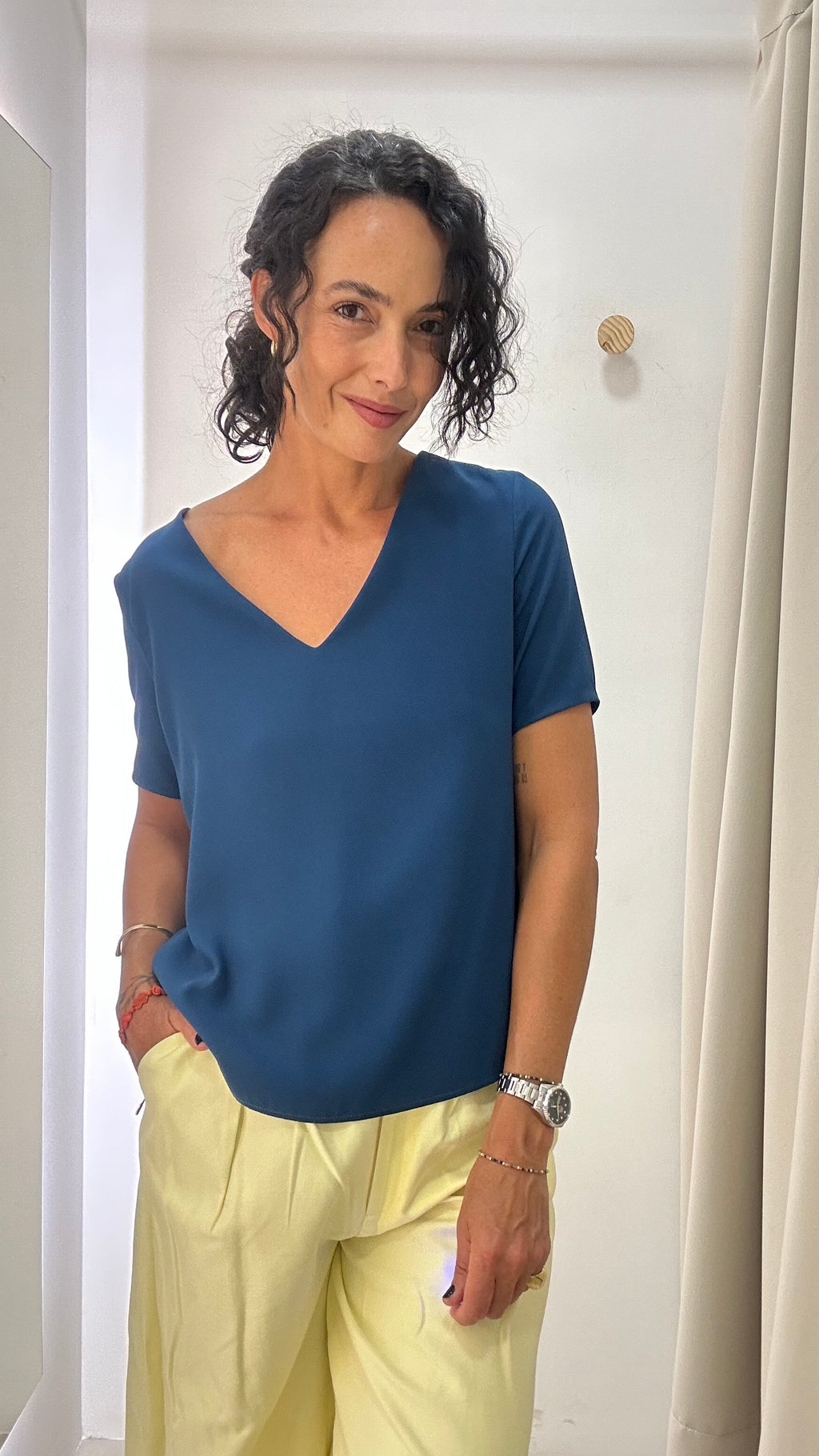 Blusa Decote V Azul Le Lis Blanc