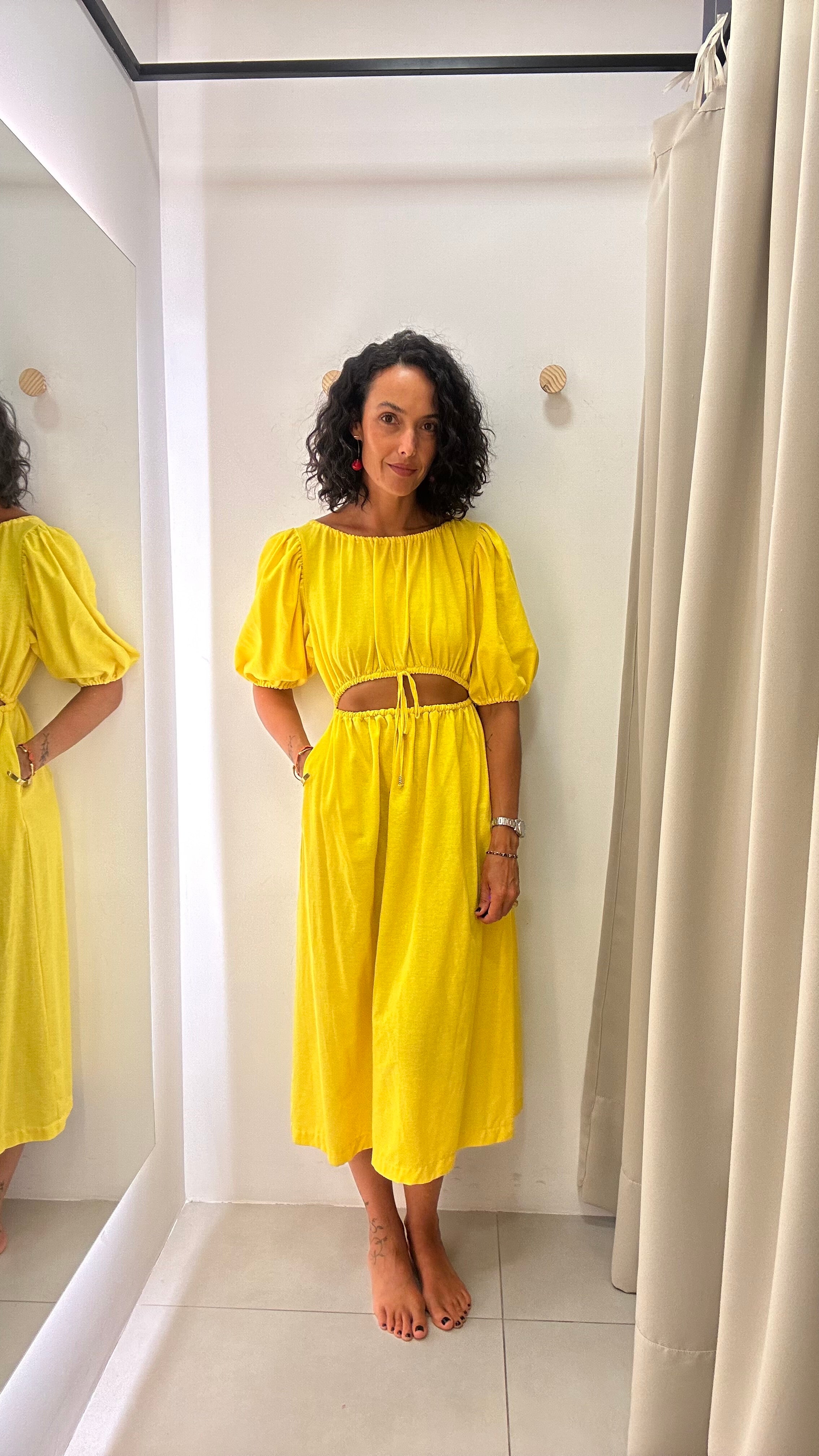 Vestido Evasê Amarelo