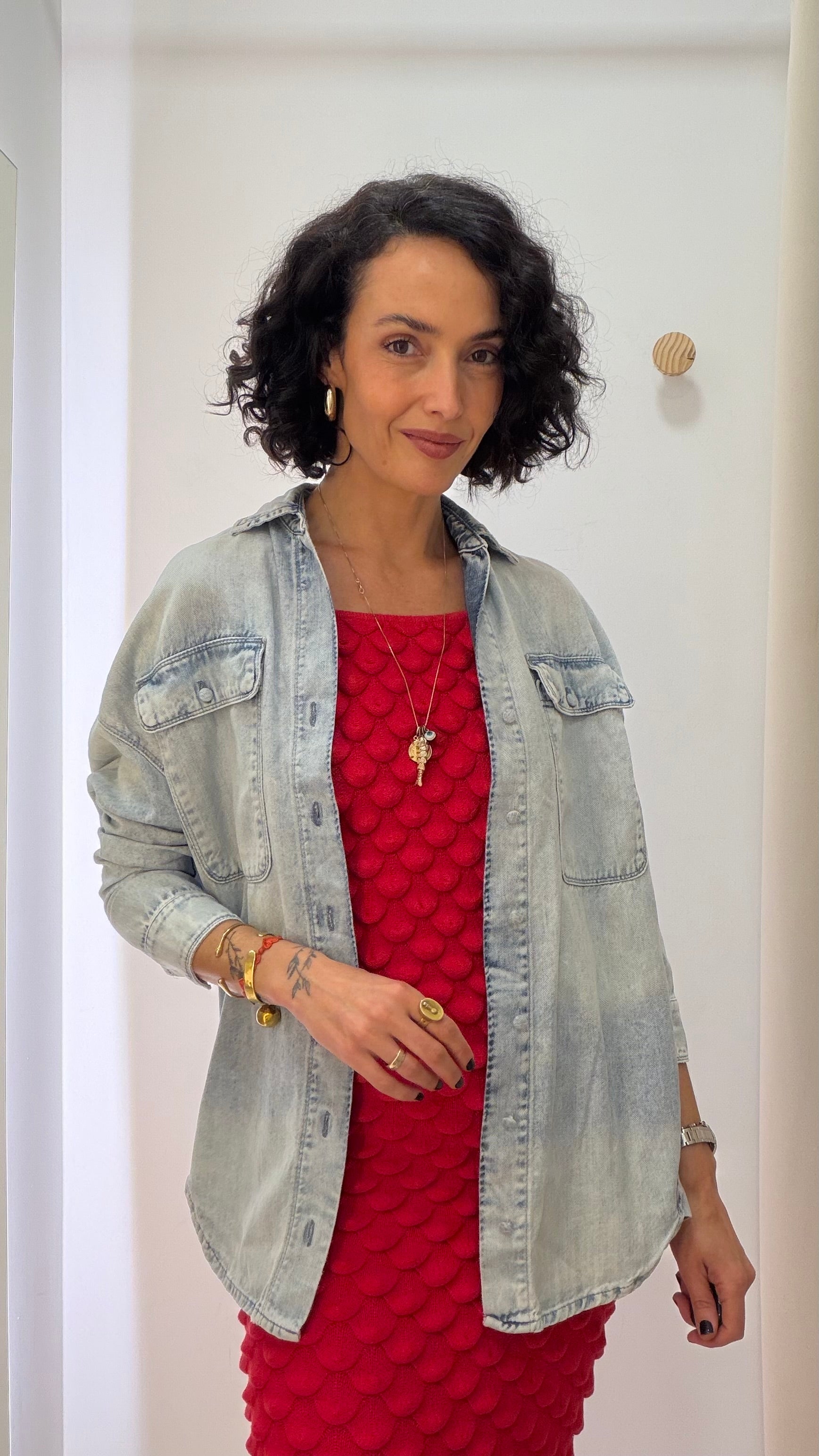 Camisa Jeans Rosa Chá