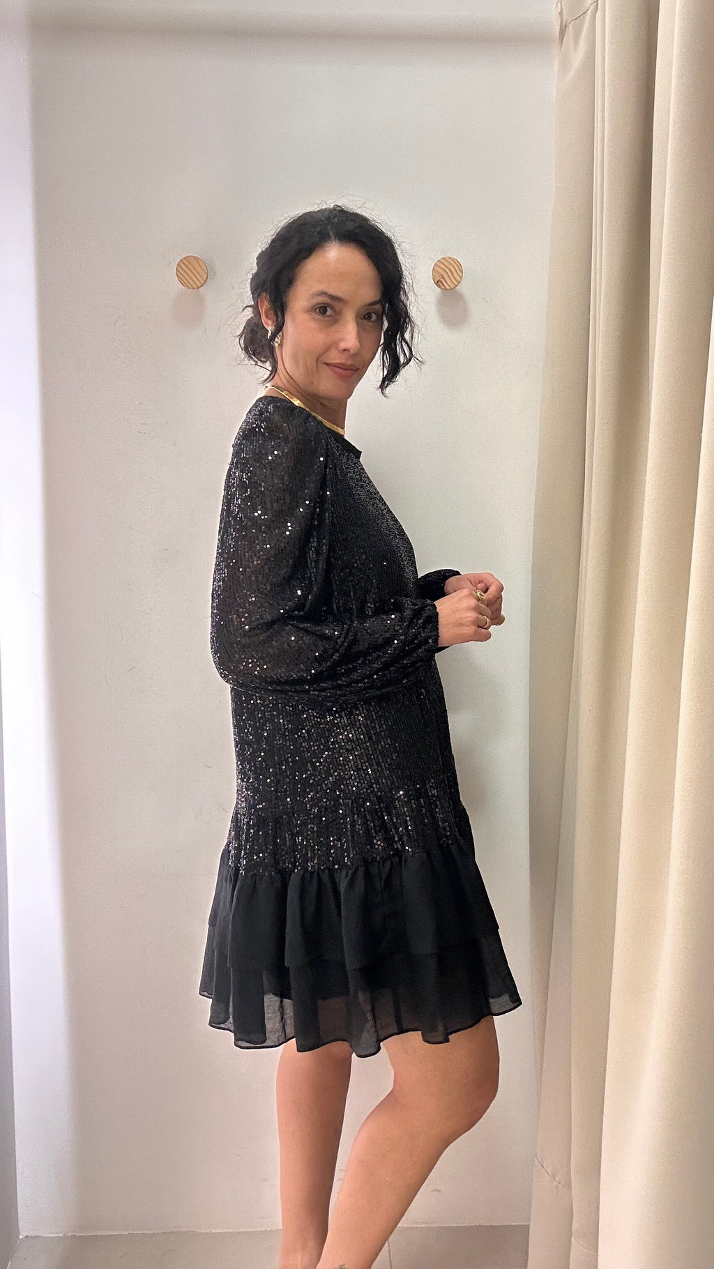 Vestido de Festa Paetê Preto