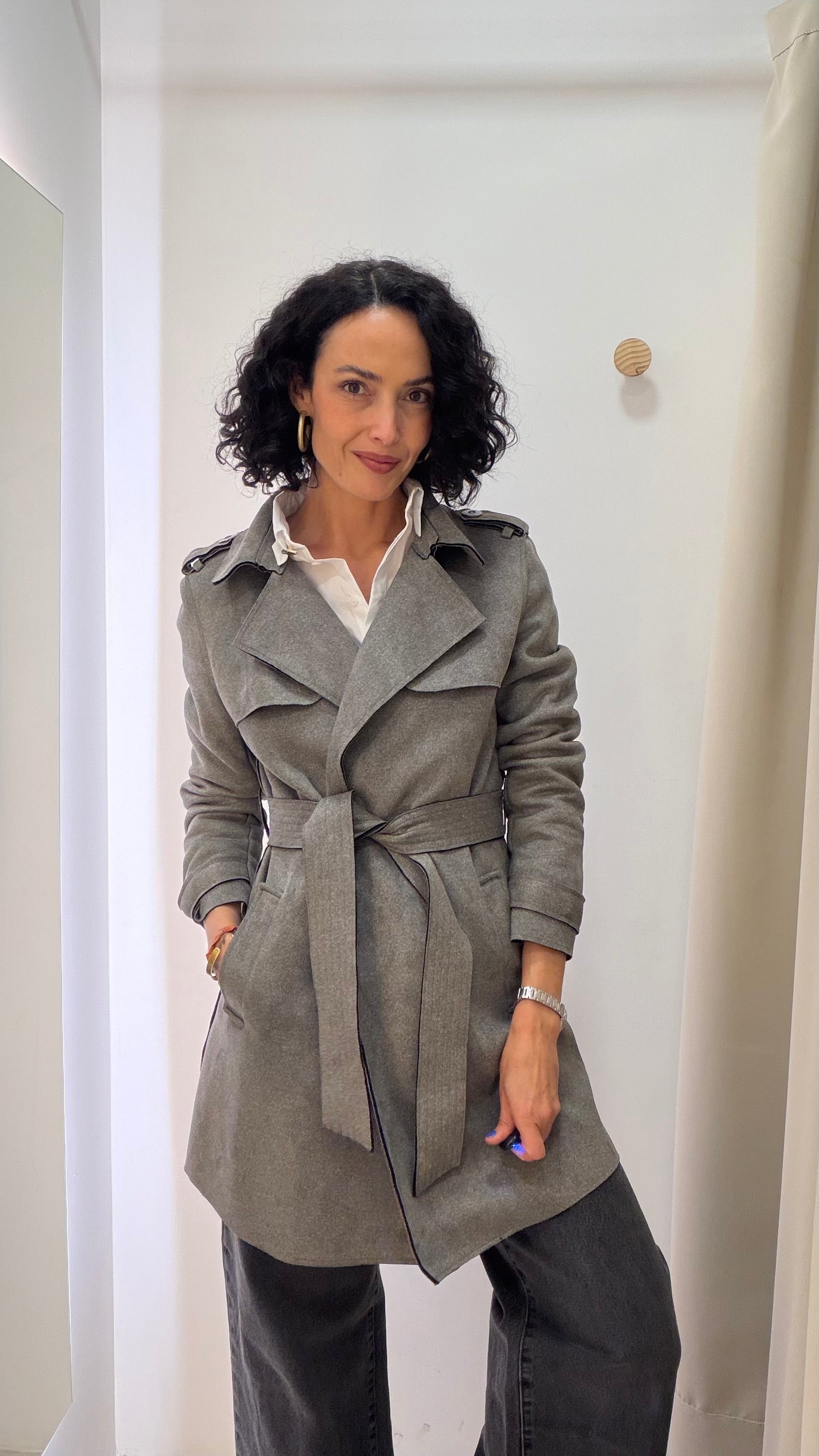 Trench Coat suede Shoulder
