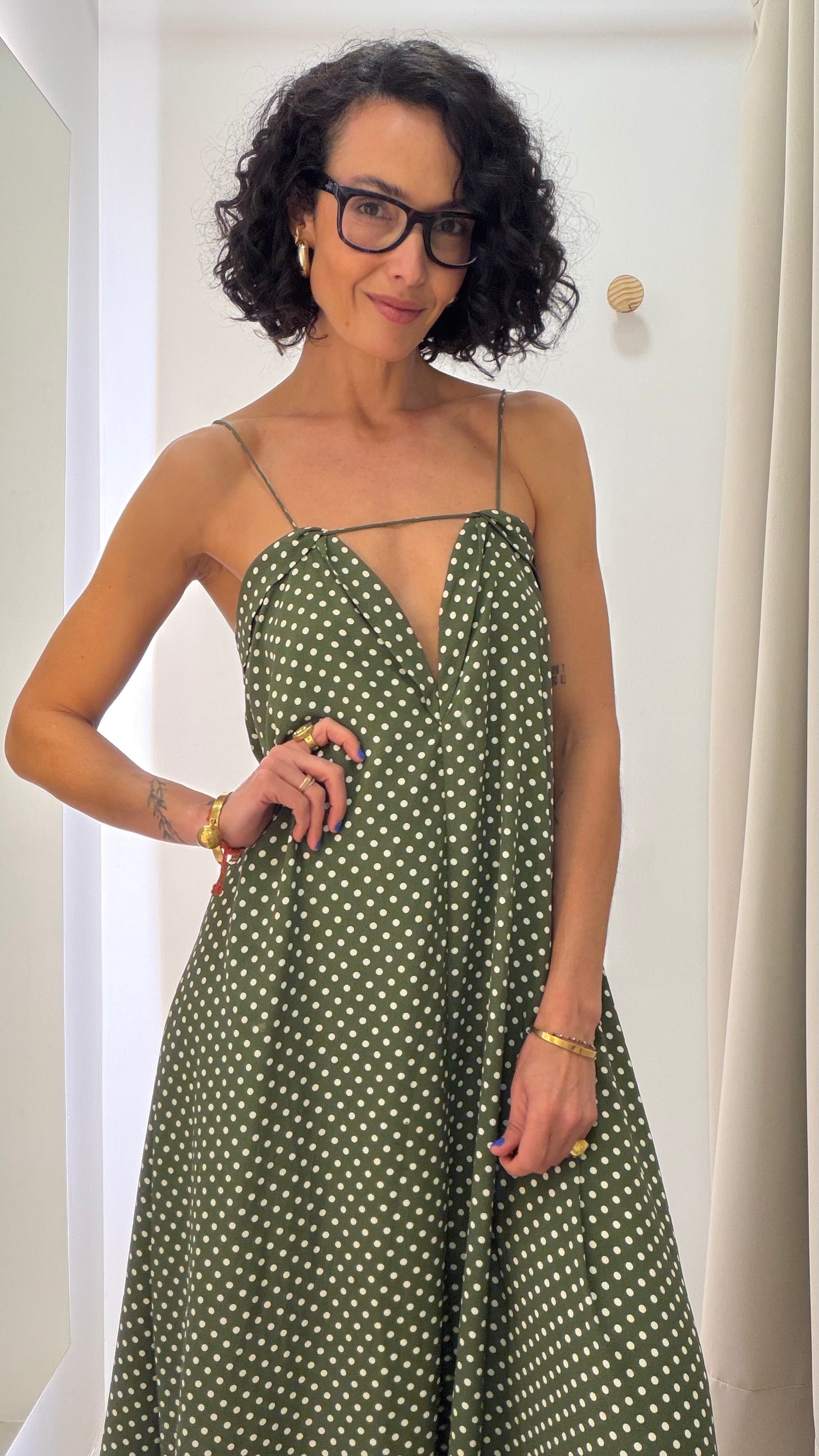 Vestido Poá Verde Zara