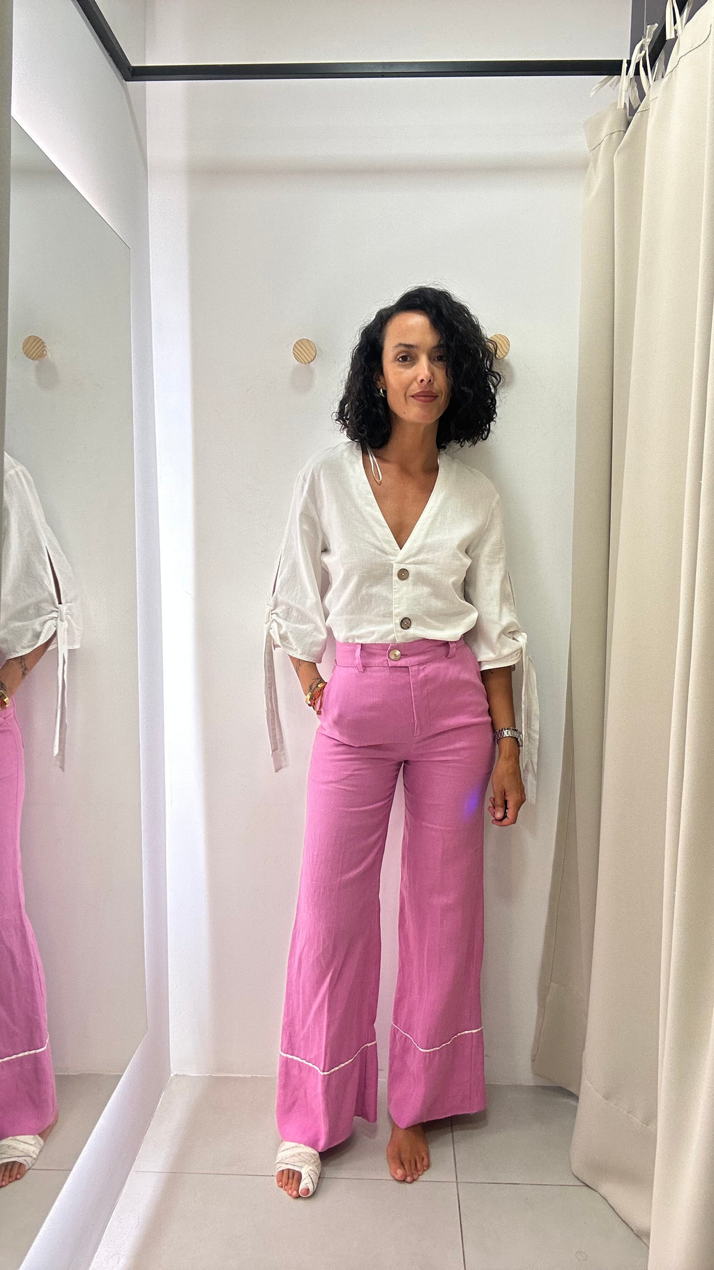 Calça Reta Rosa