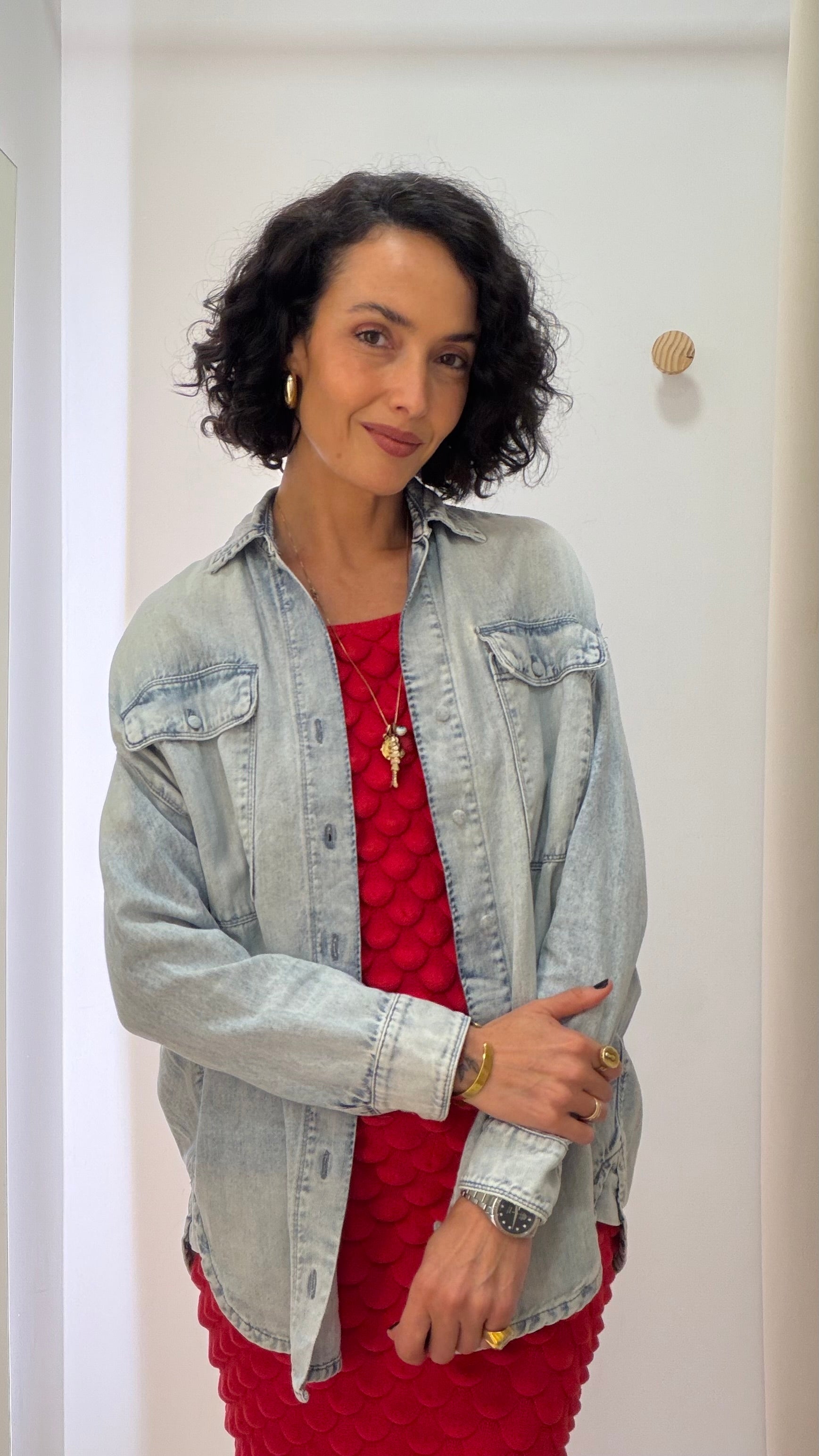 Camisa Jeans Rosa Chá