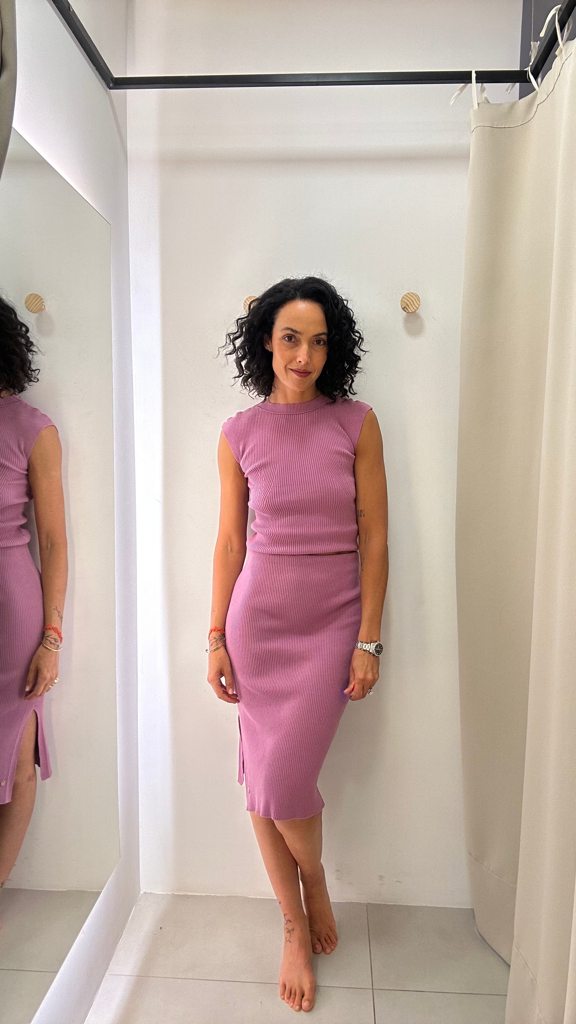 Conjunto de Malha Rosa Envelhecido