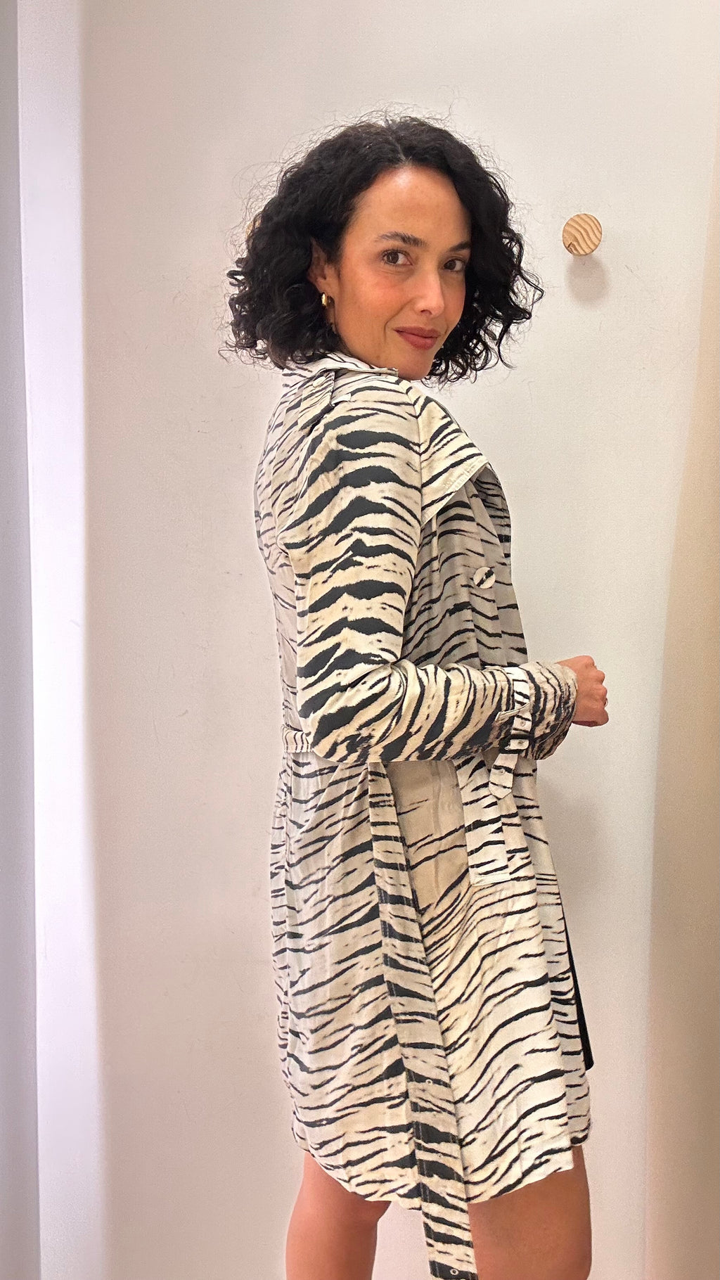Trench Coat De Seda Animale
