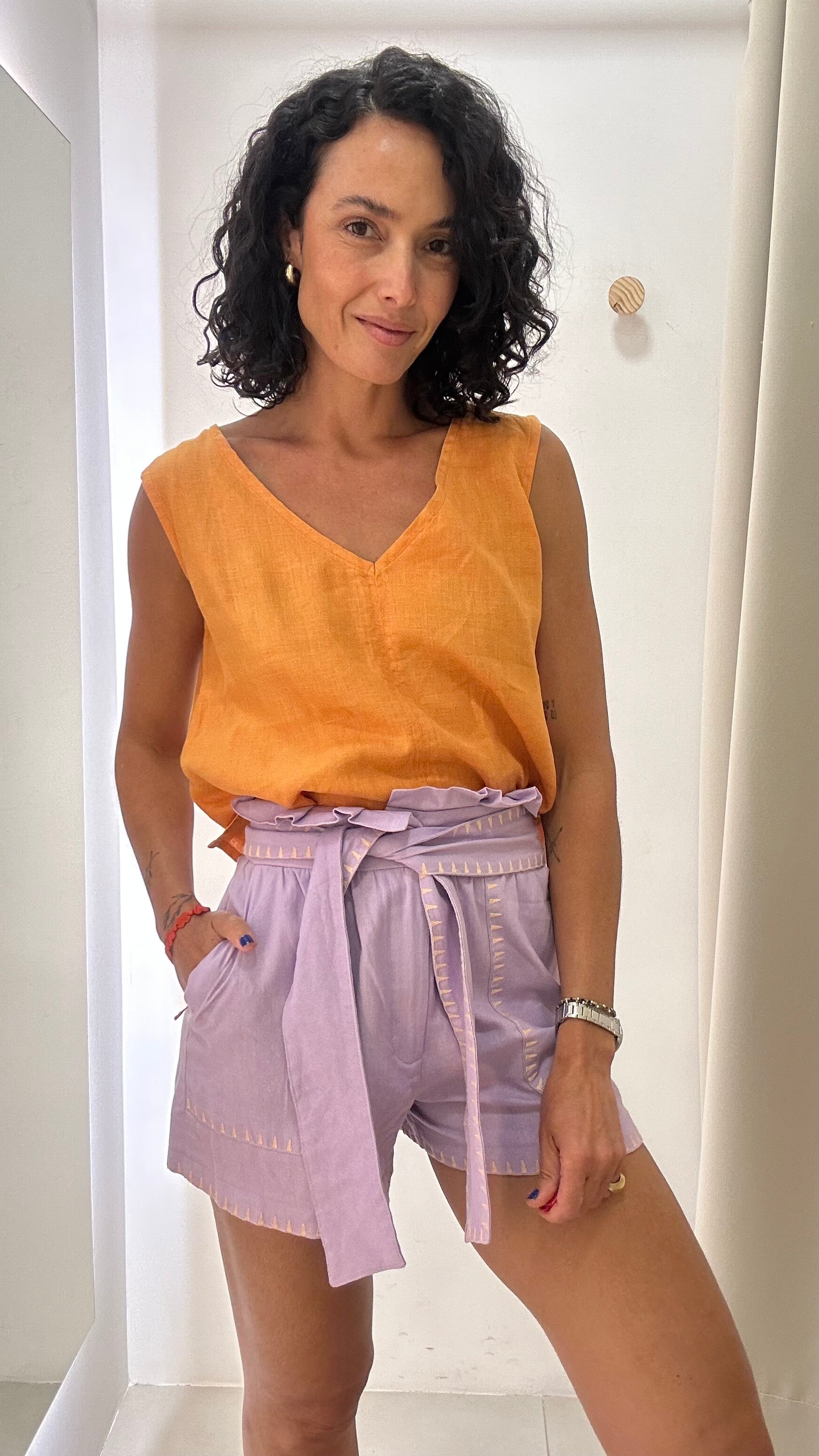 Short Lilás Maria Filó