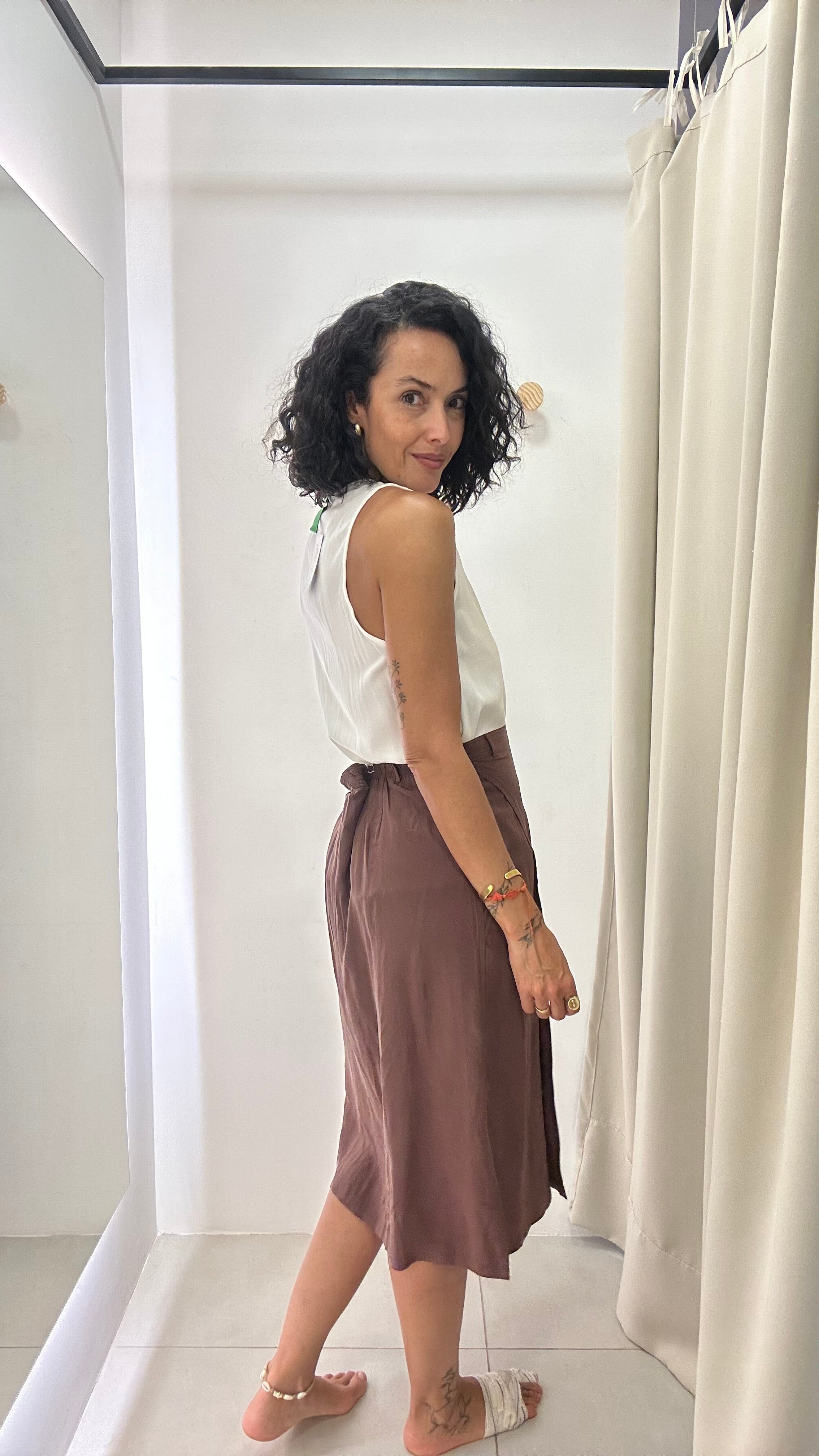 Saia Marrom de Seda
