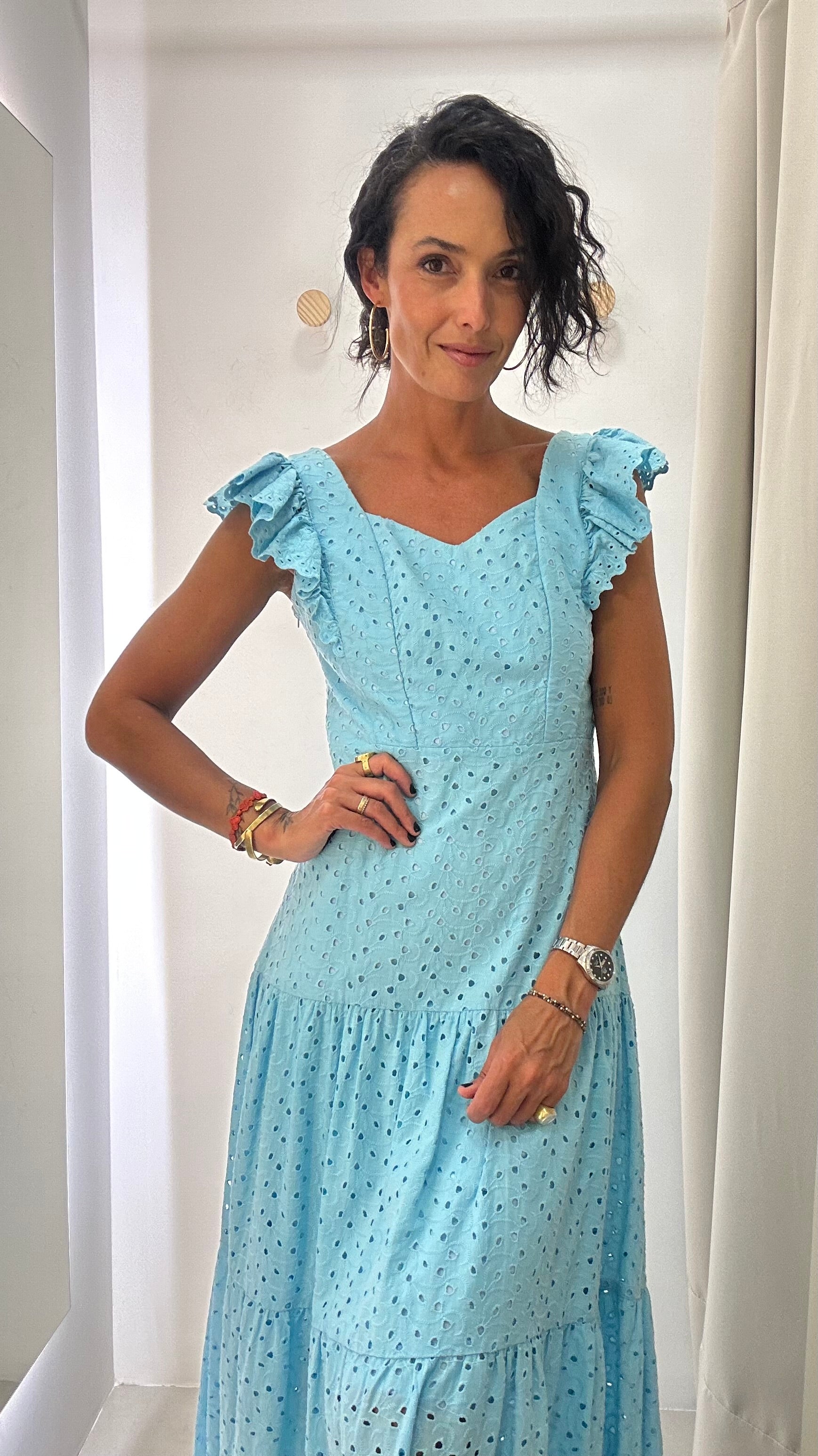Vestido Midi Azul Claro