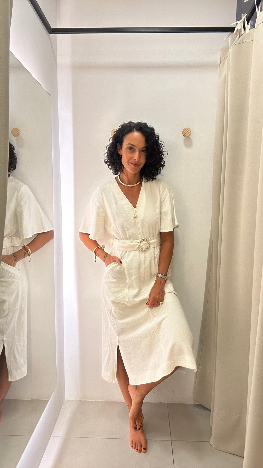 Vestido Branco Shoulder