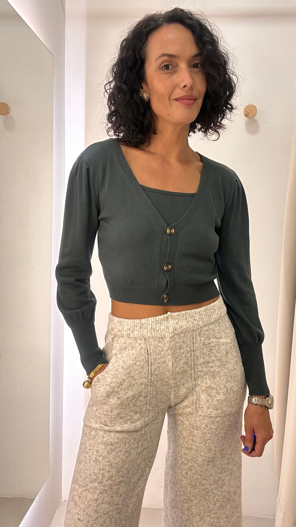 Calça tricot Cinza