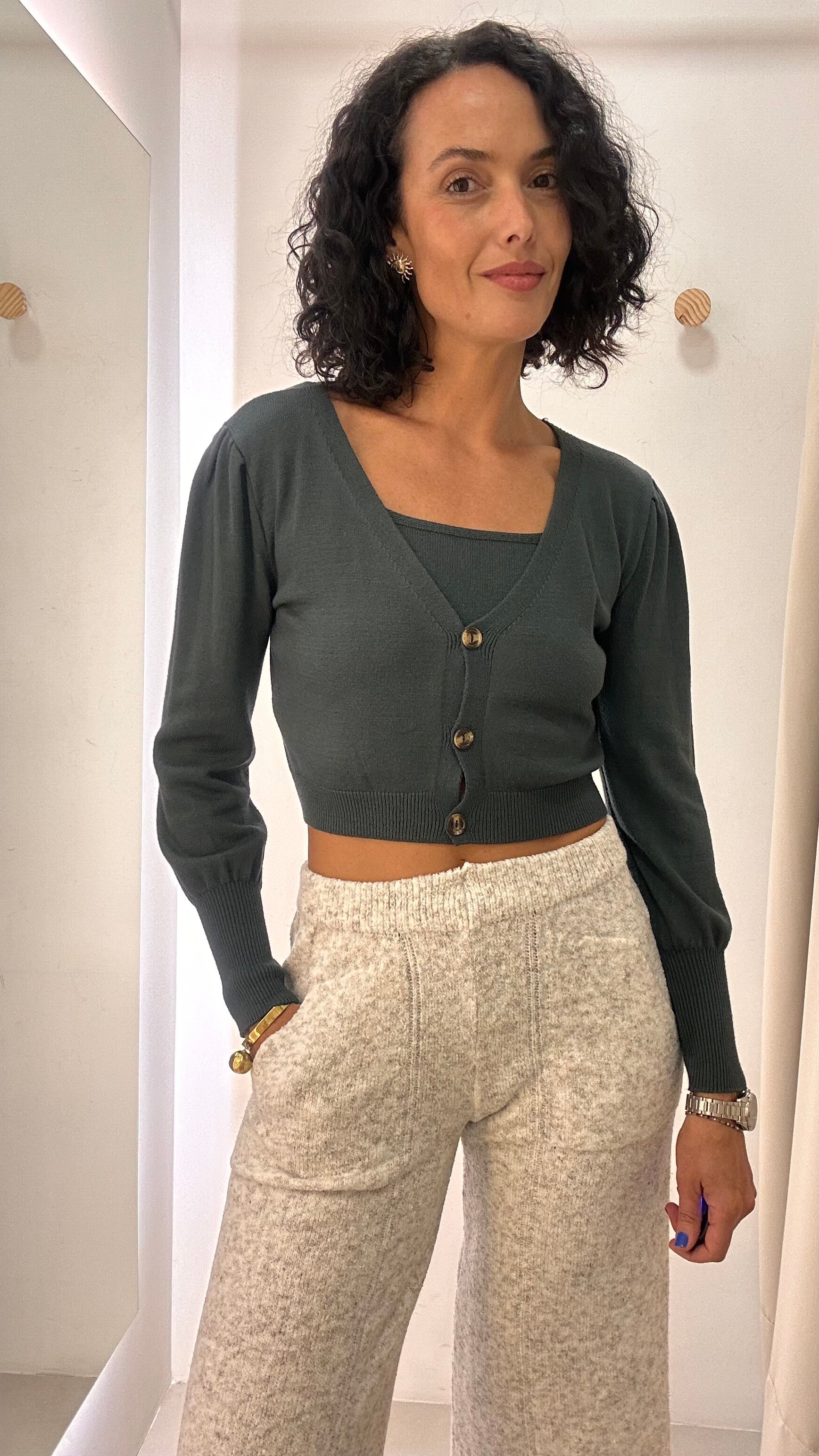 Calça tricot Cinza