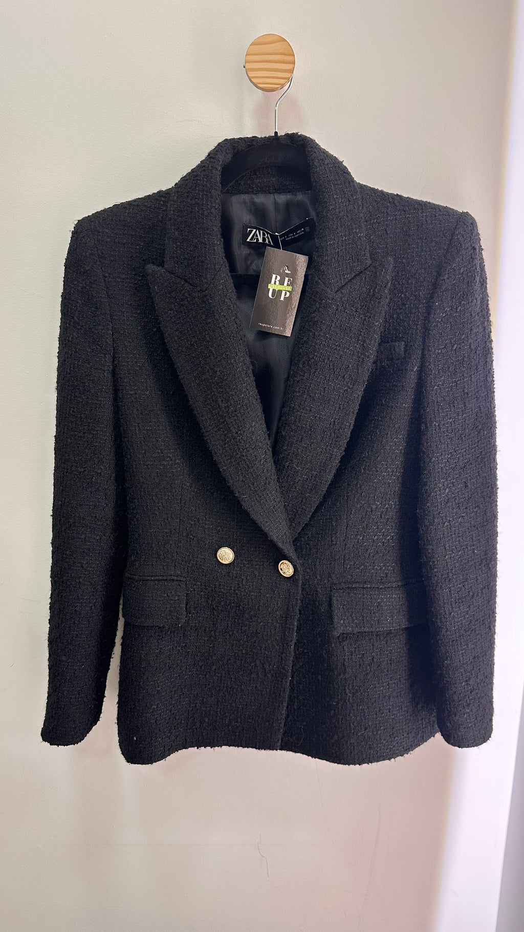 Blazer preto tweed Zara