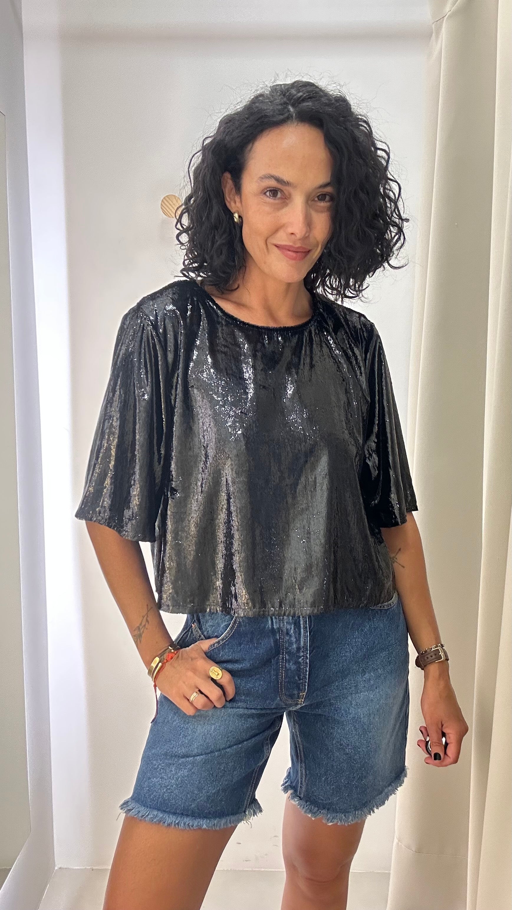 Blusa Brilhos Preta