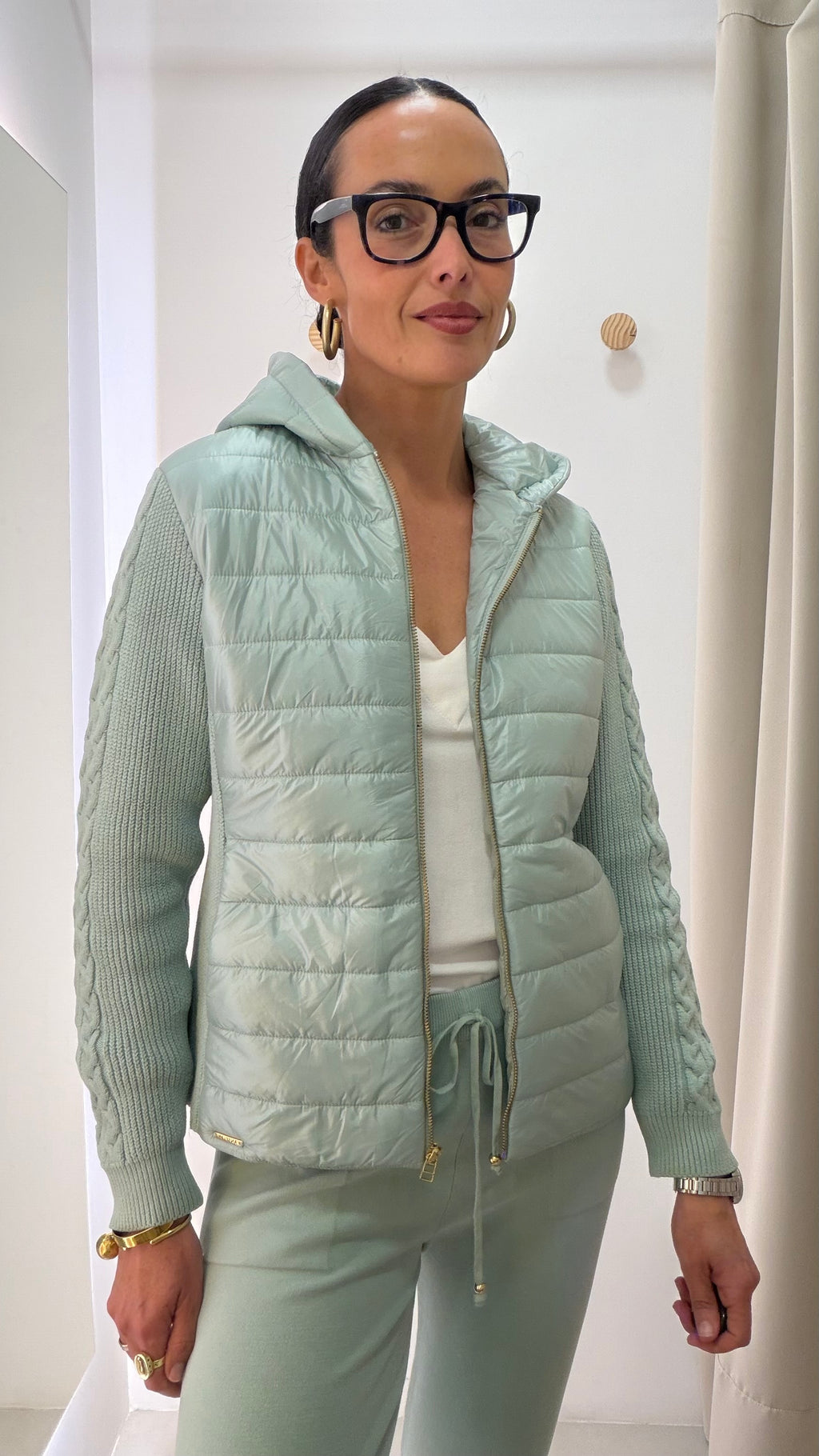 Casaco puffer e tricot Anselmi