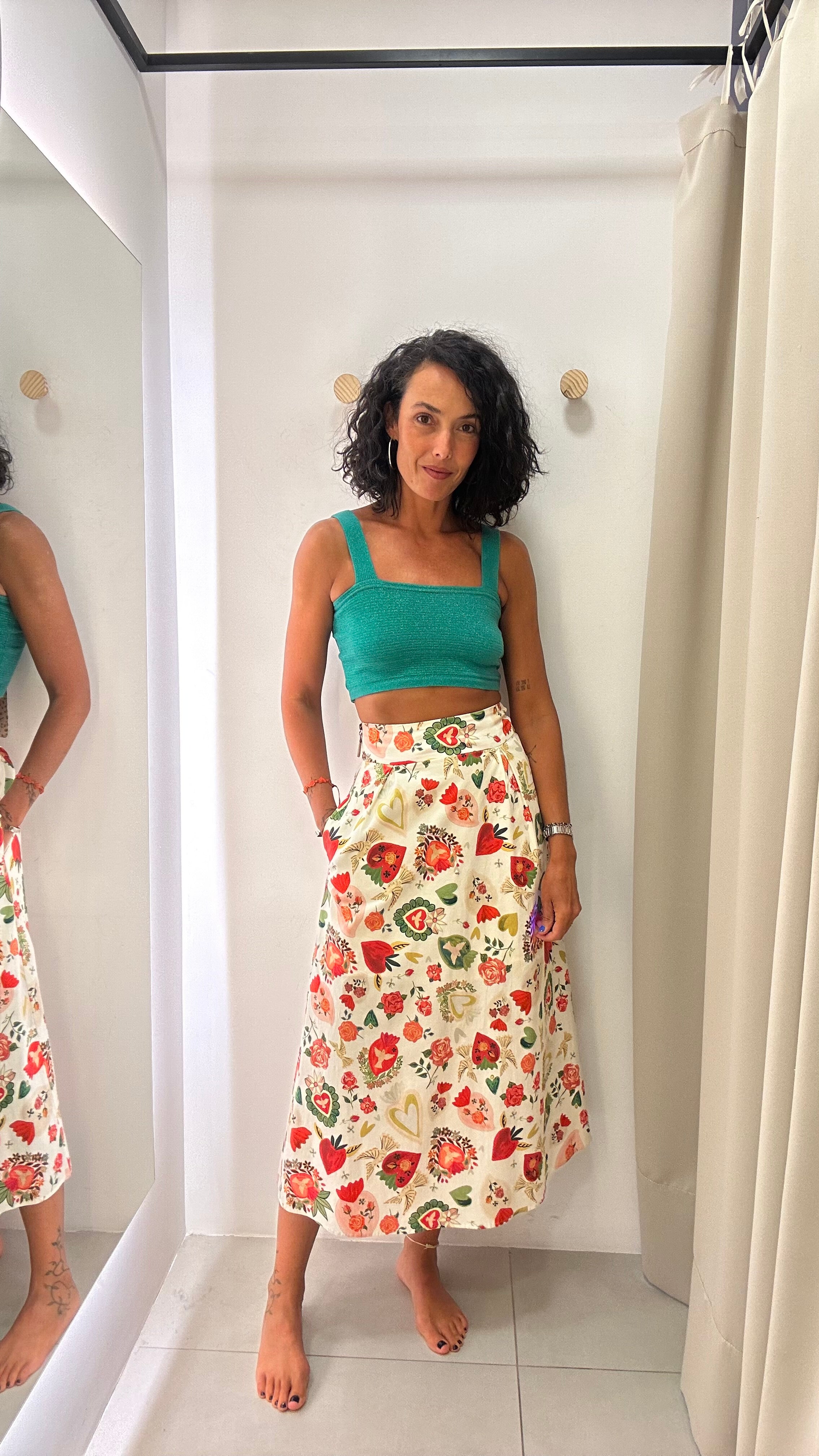 Saia Branca Estampada