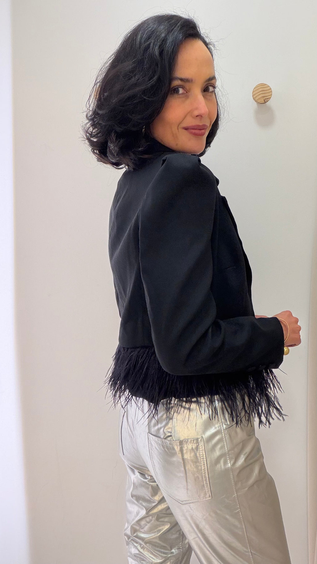 Calça de Couro Prata