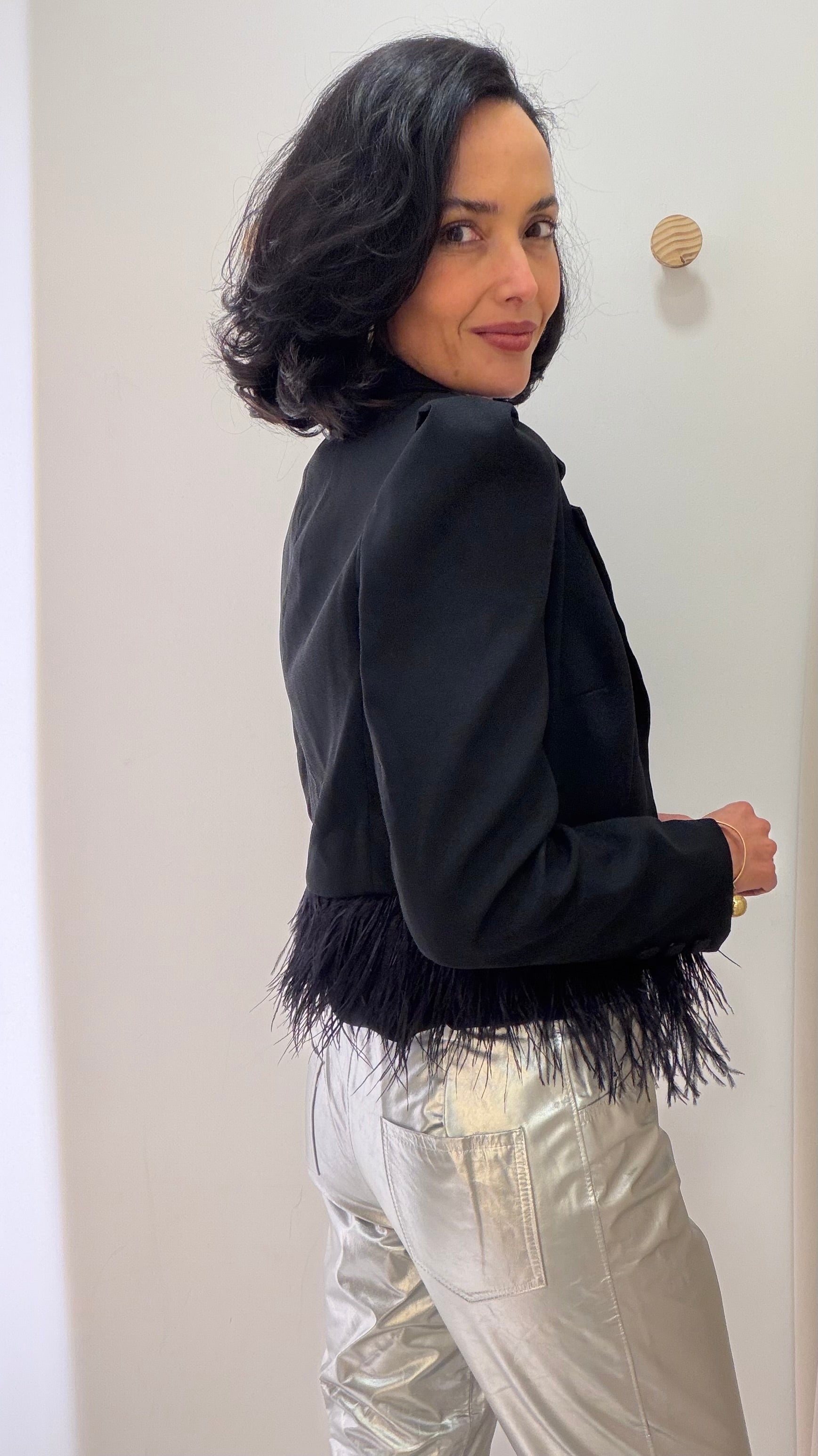 Calça de Couro Prata