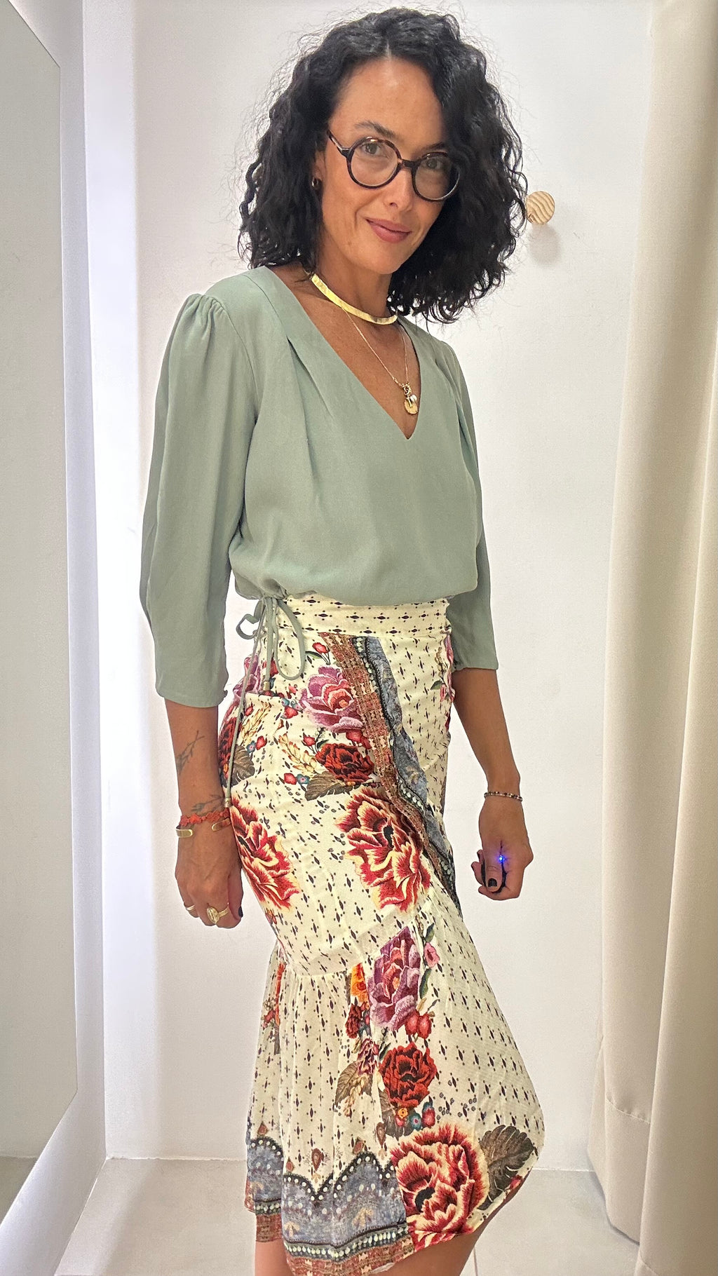 Blusa Verde Crepe Nati Vozza