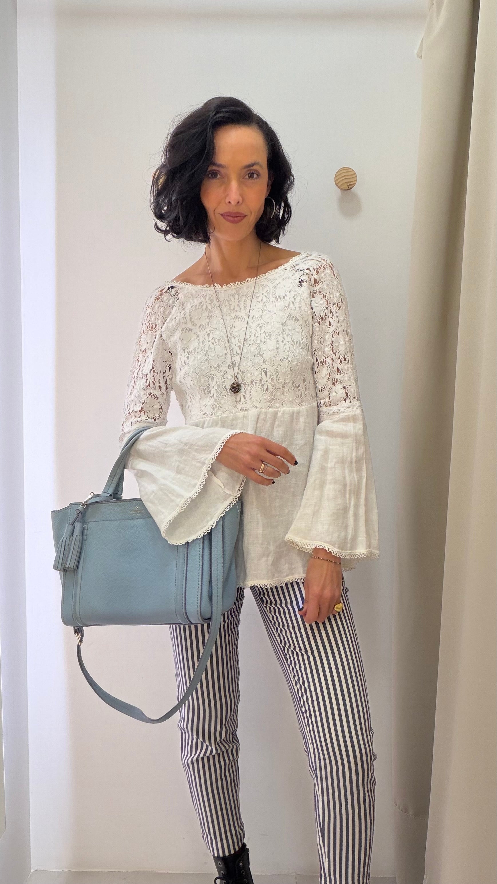 Bolsa couro azul Kate Spade