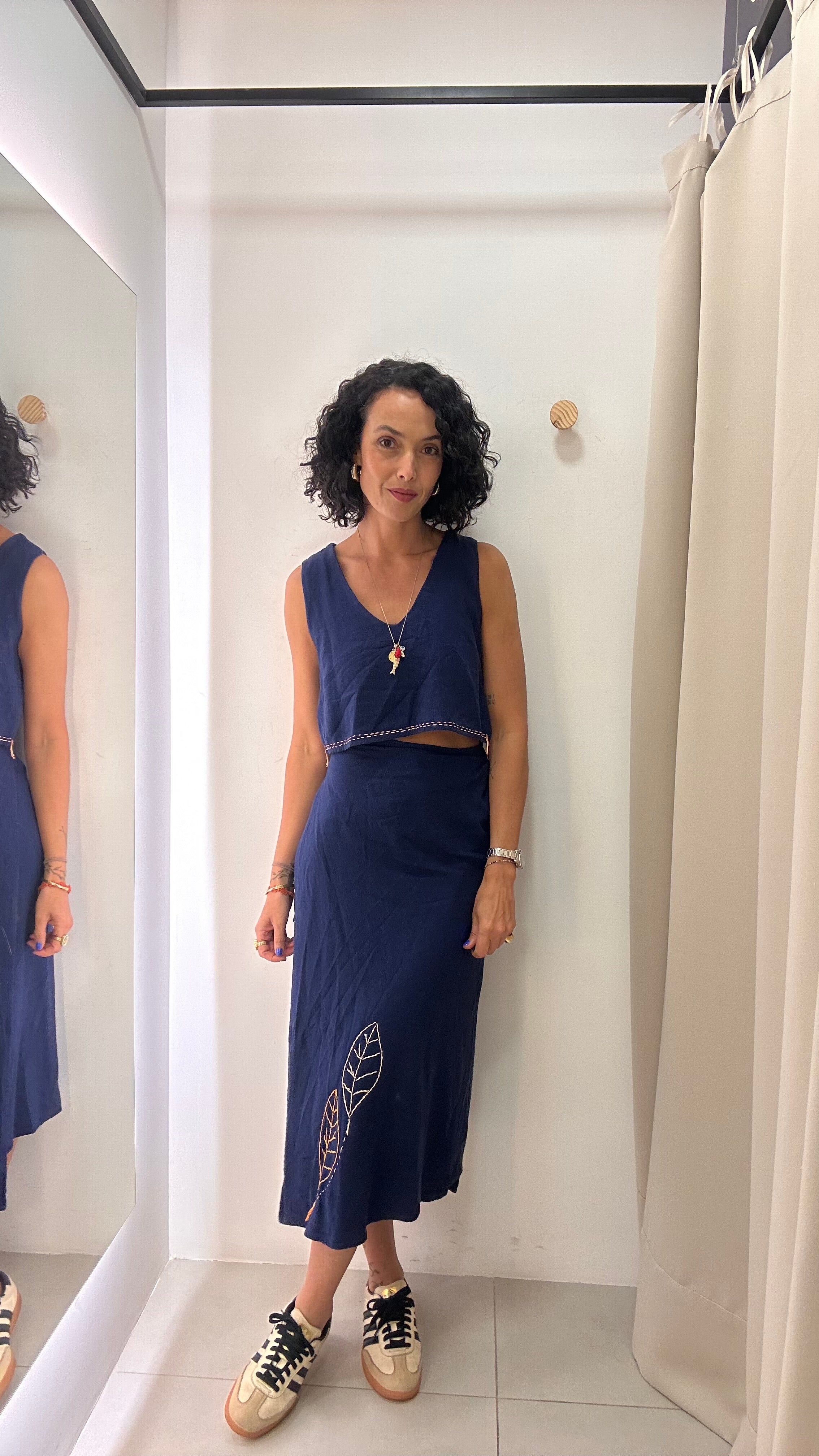 Vestido linho misto Simone Franco