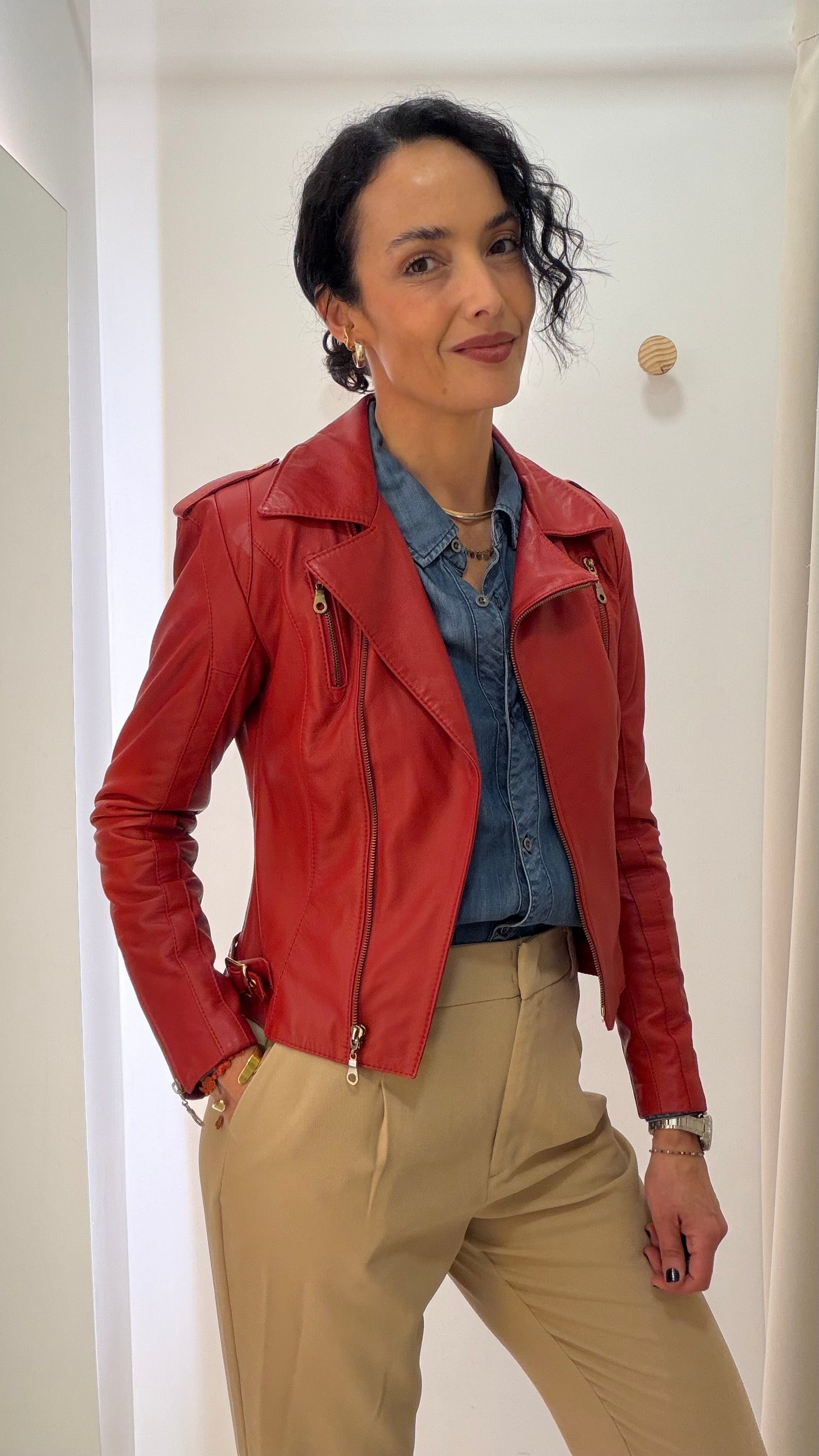 Jaqueta de Couro Vermelho