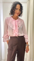 Camisa Rosa Babados