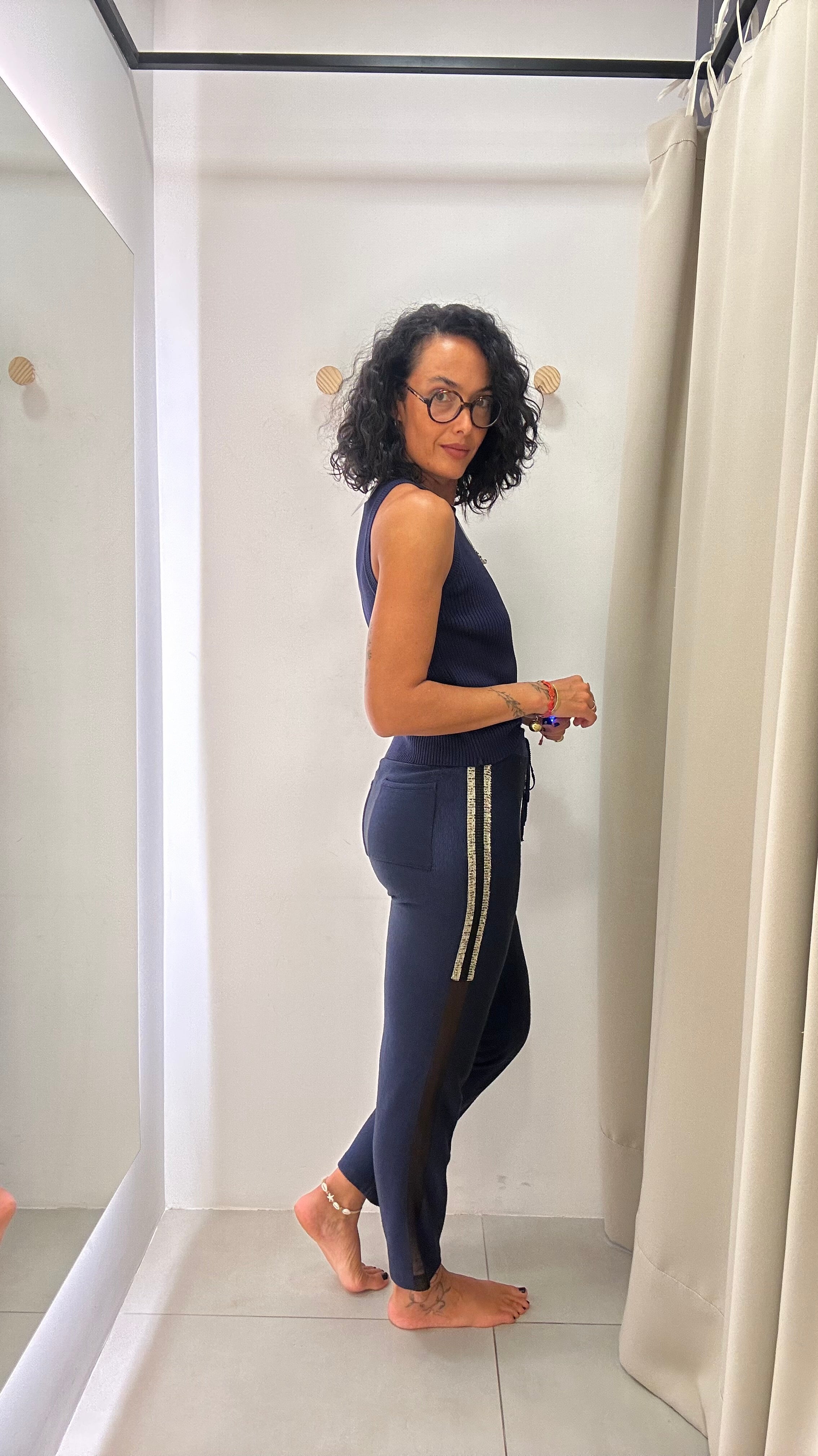 Calça em Malha Azul