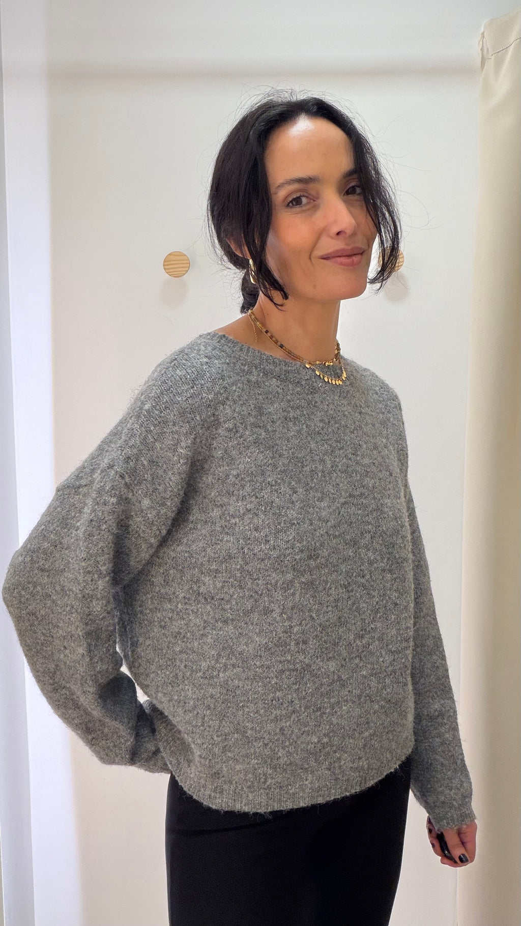 Tricot Cinza com Laço