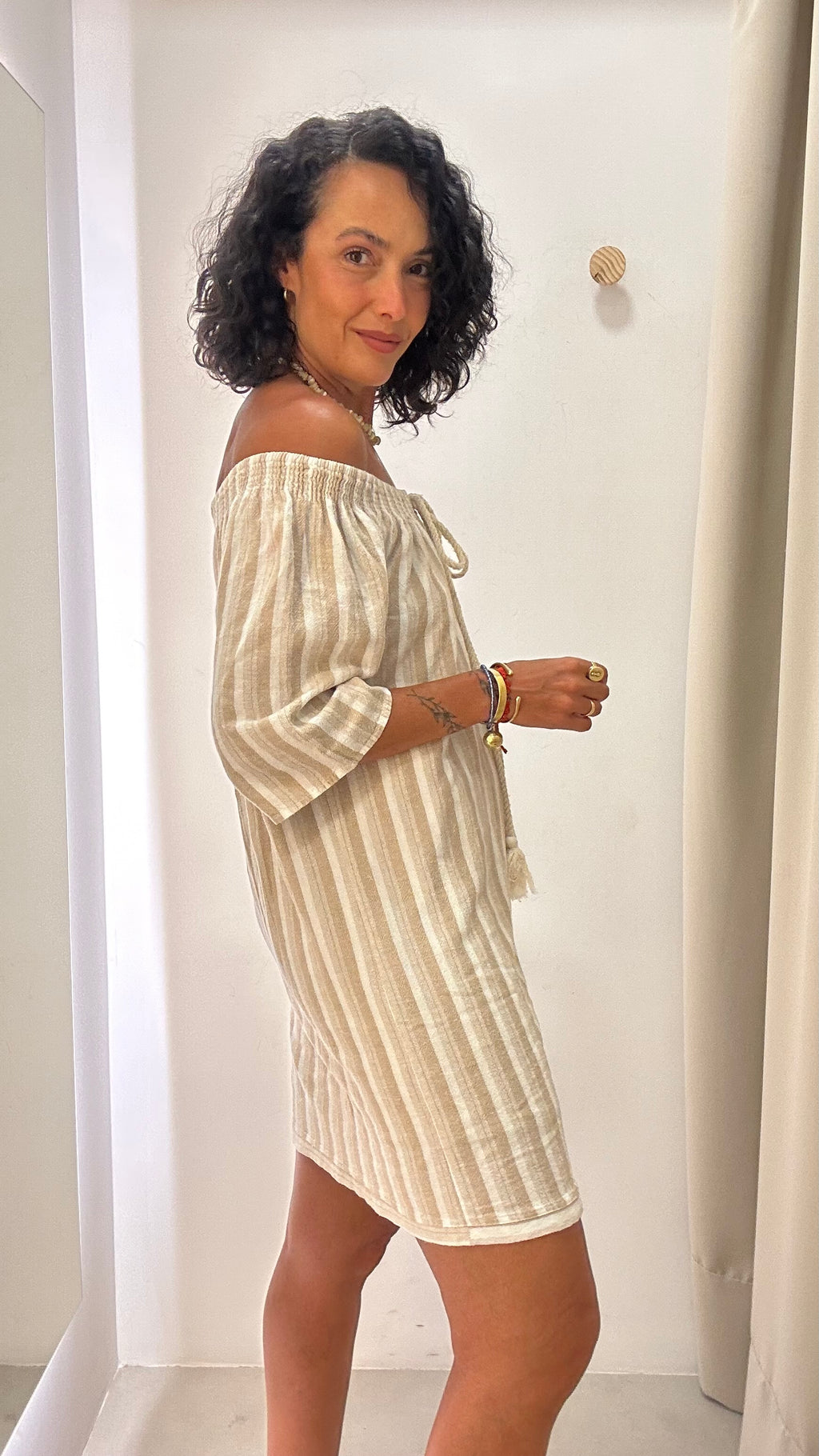 Vestido algodão listrado