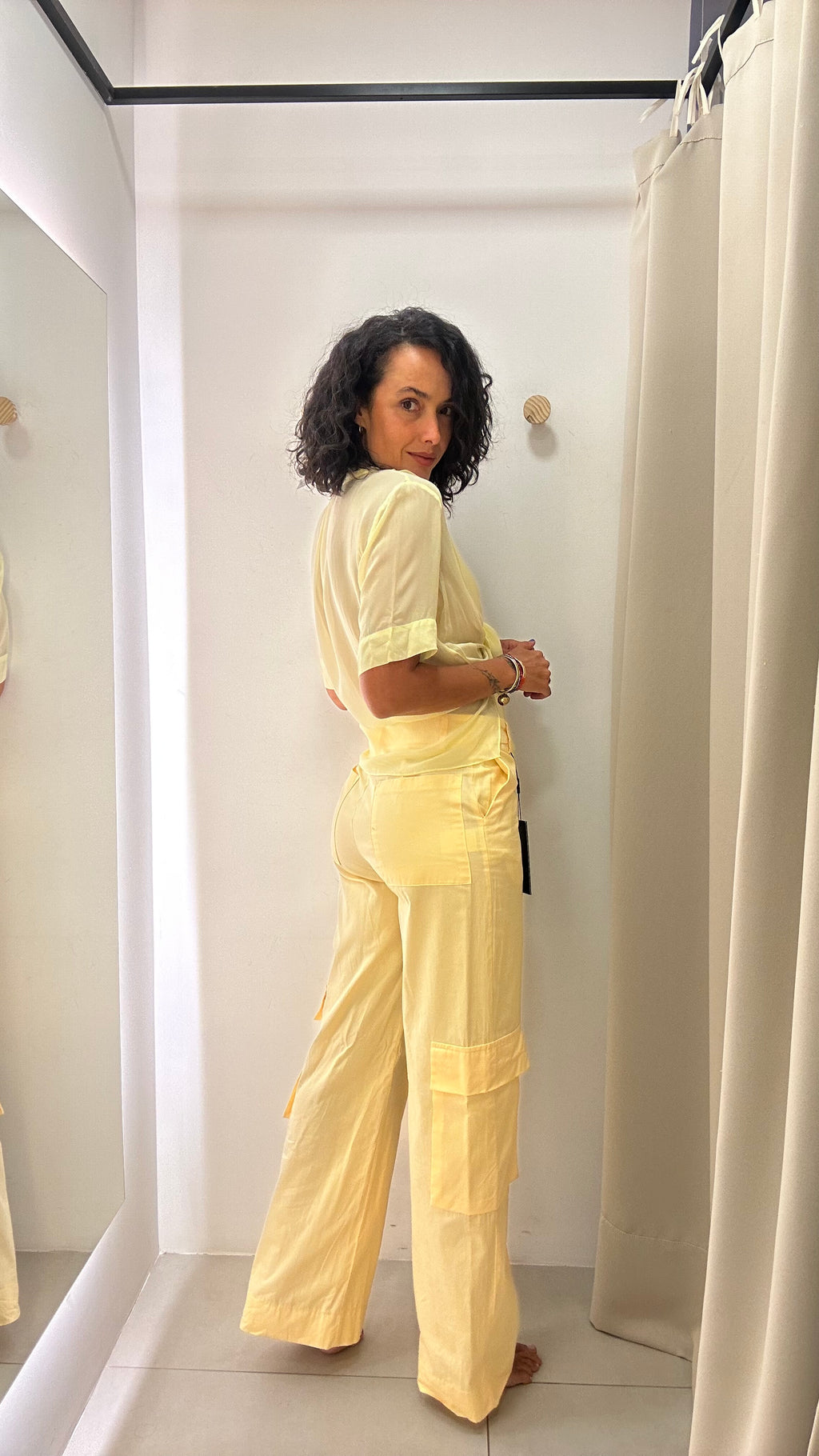 Calça Cargo Amarelo Manteiga