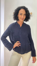 Blusa Azul com Botões Frontais Zara
