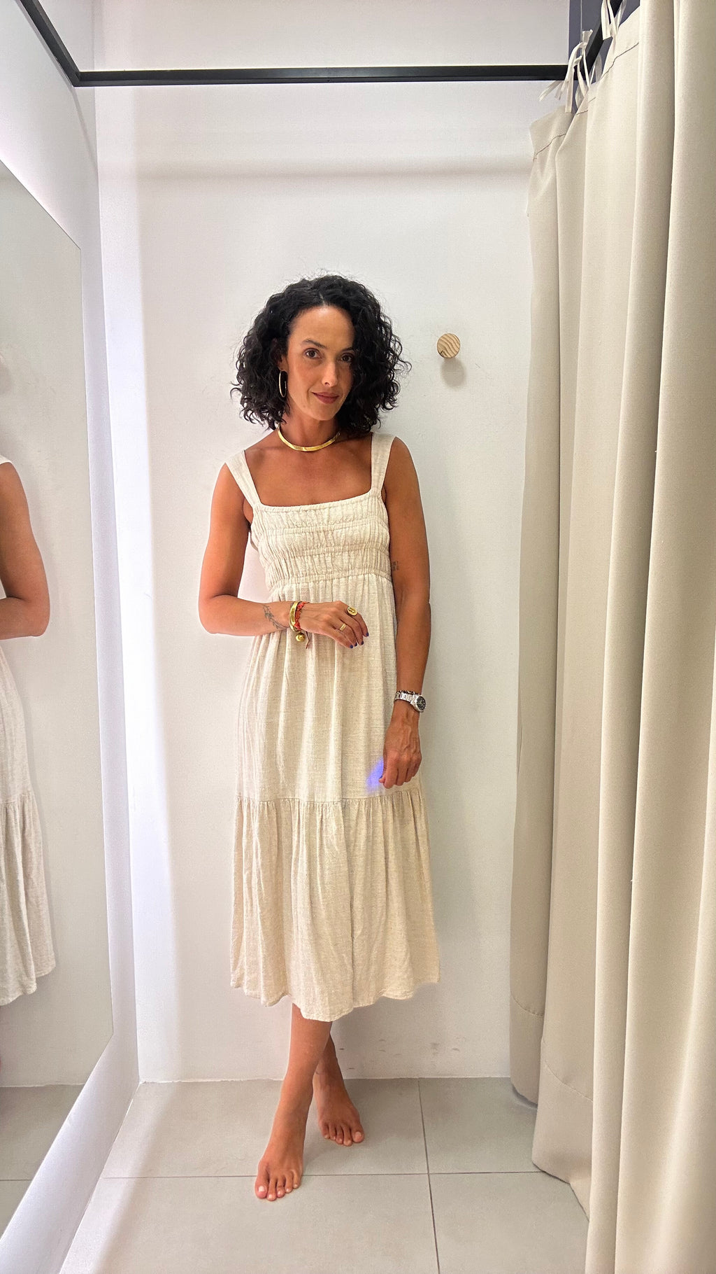 Vestido Bege Linho