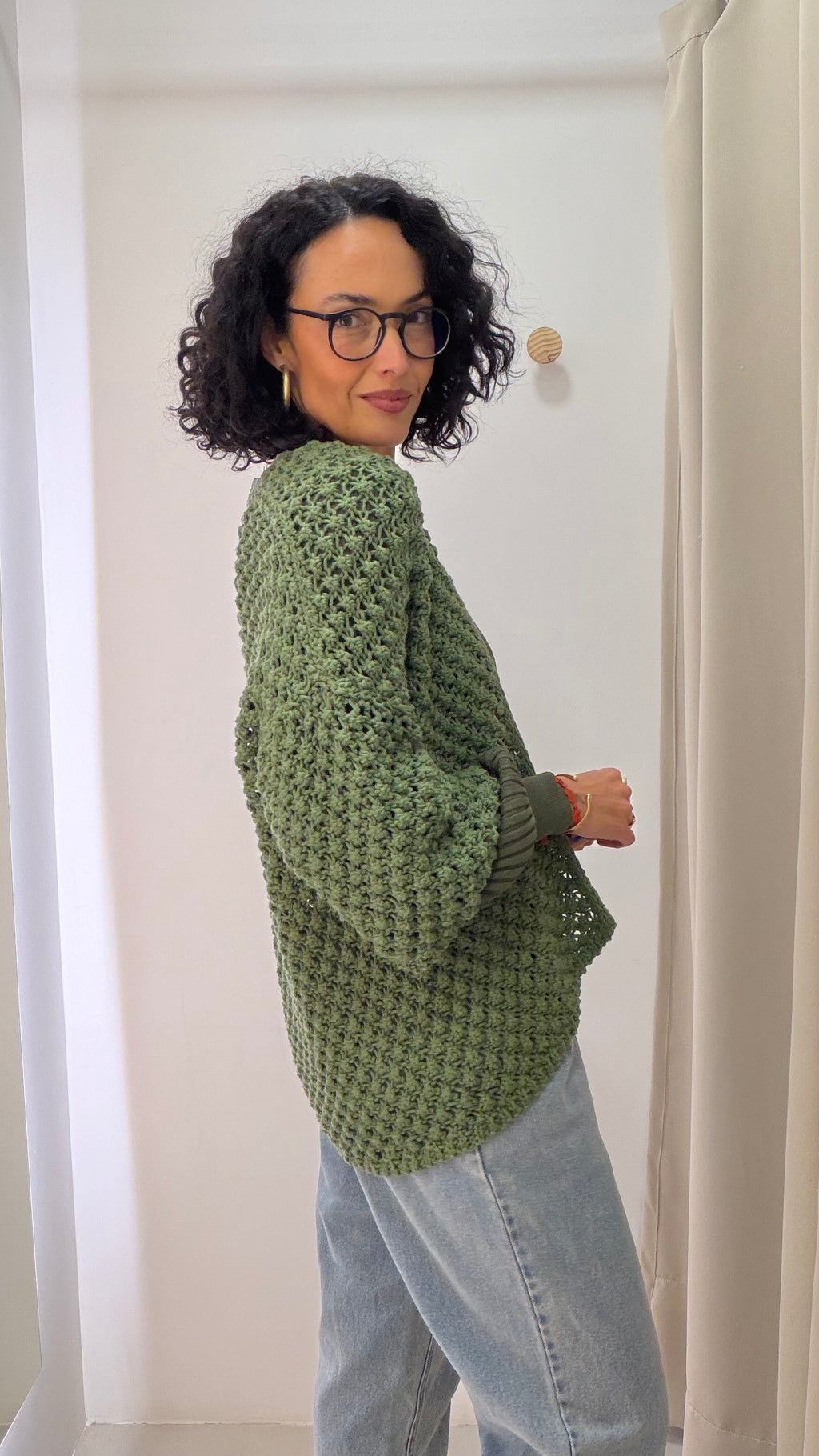 Cardigan em Tricot Verde