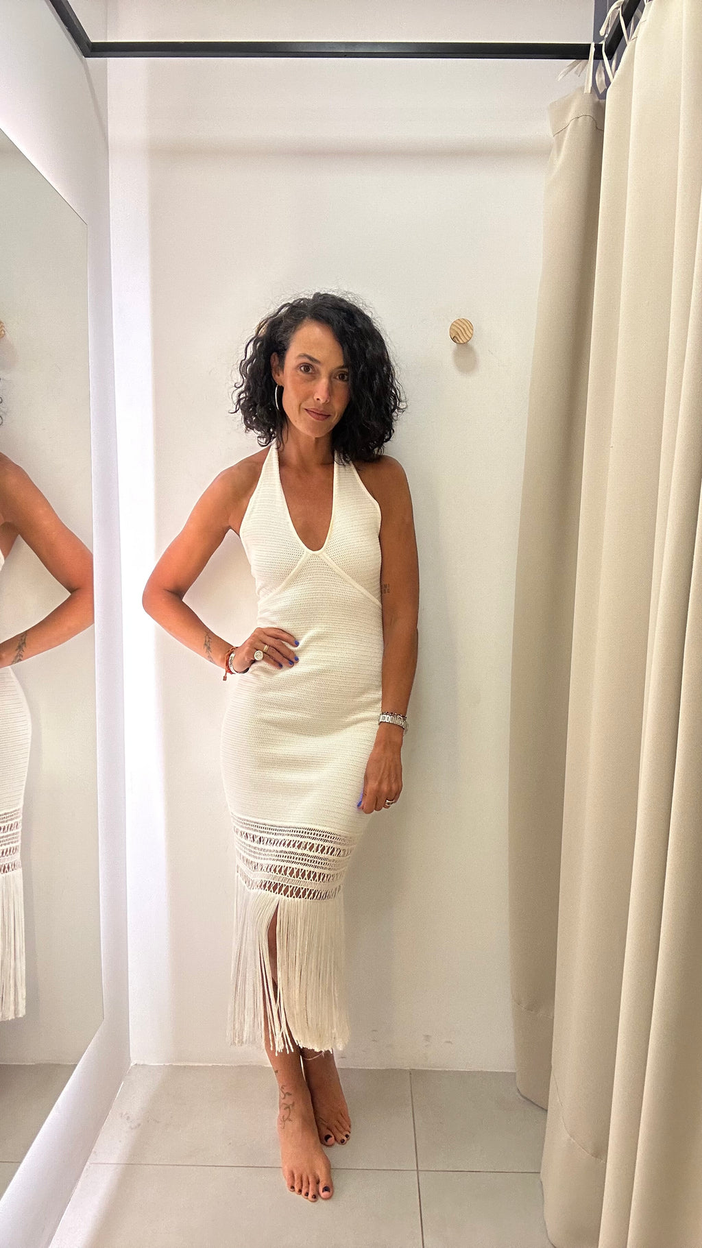 Vestido Midi Tricot Frente Única