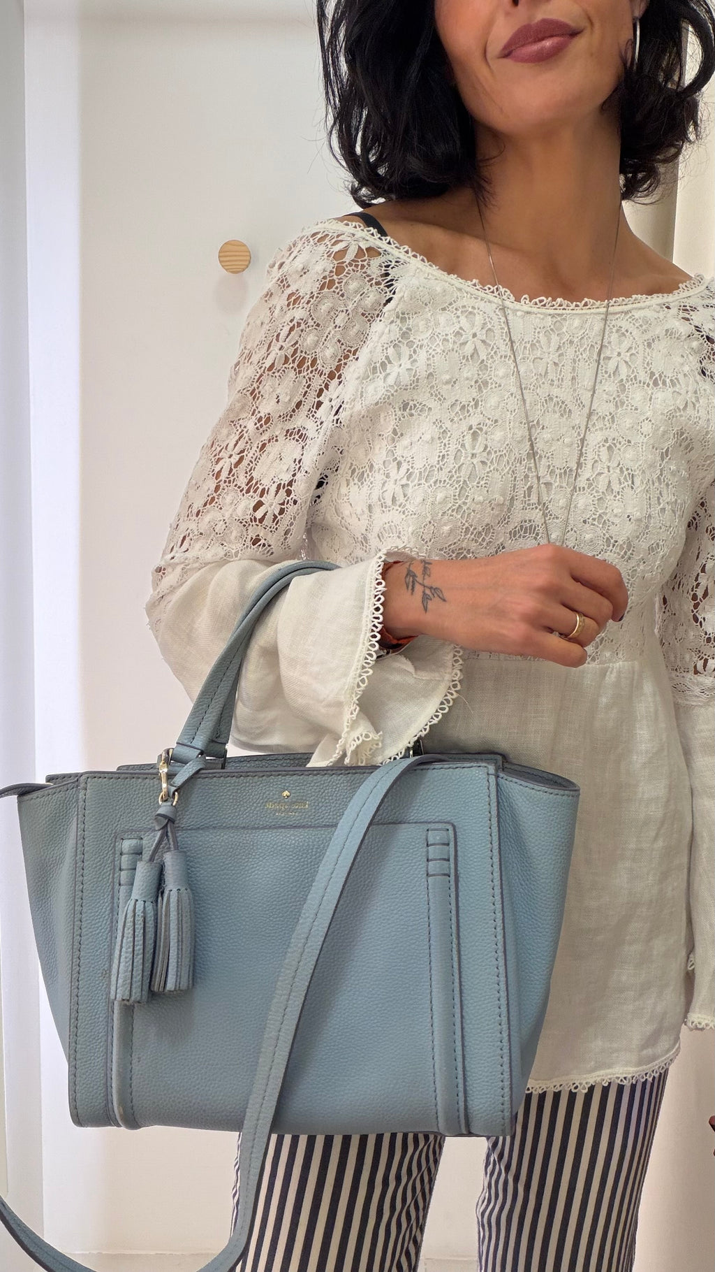 Bolsa couro azul Kate Spade