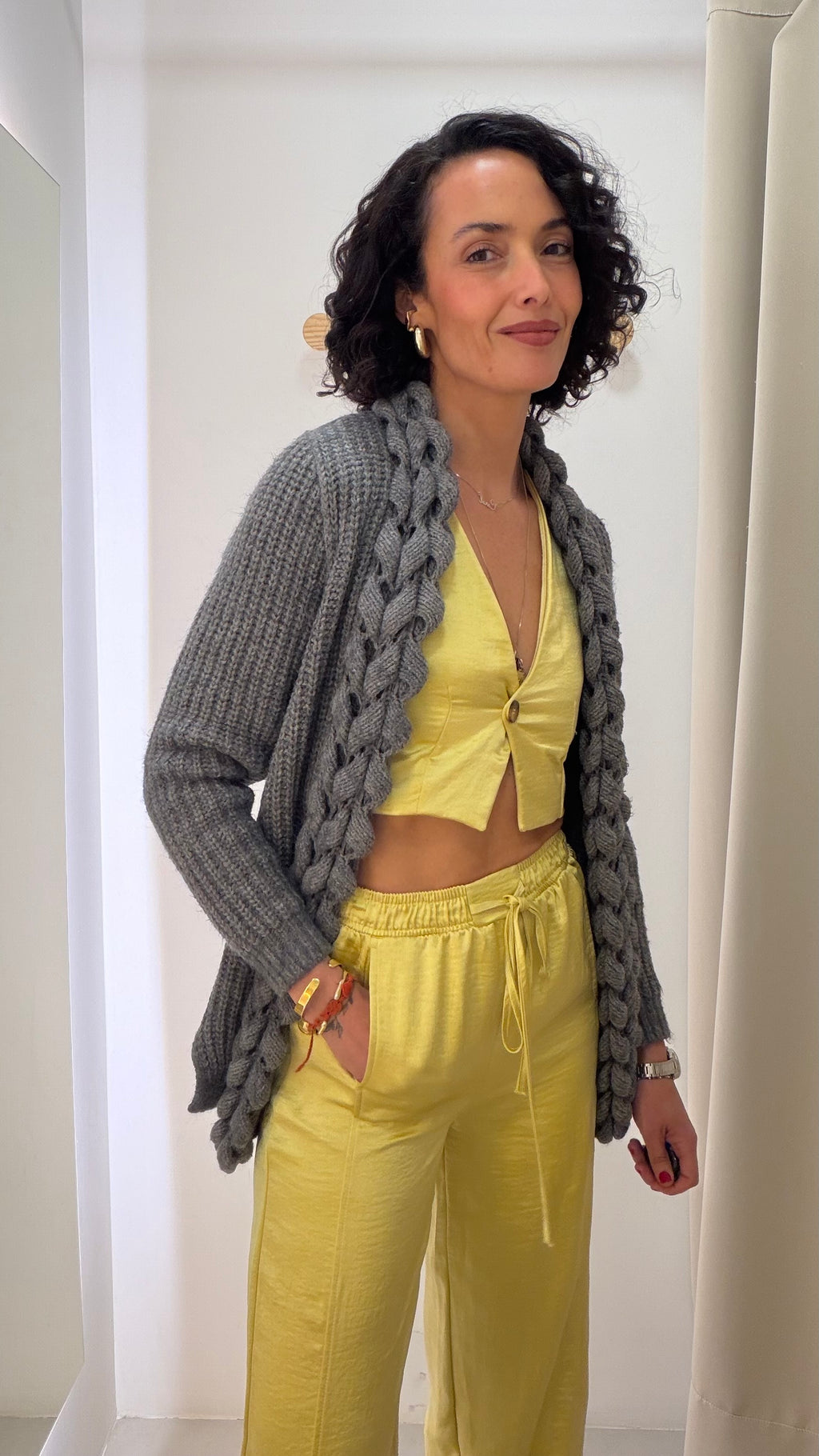 Cardigan cinza alongado Biamar